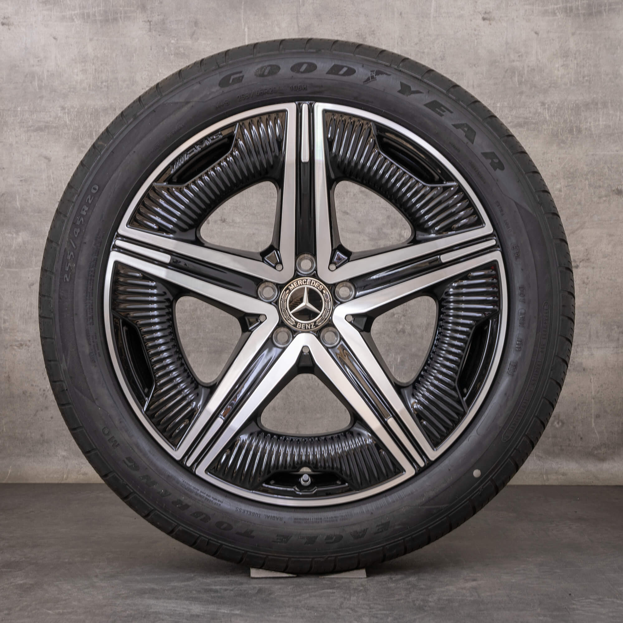 Oryginalne felgi Mercedes Benz EQS 20 cali V297 koła letnie A2974012300 czarne polerowane toczone