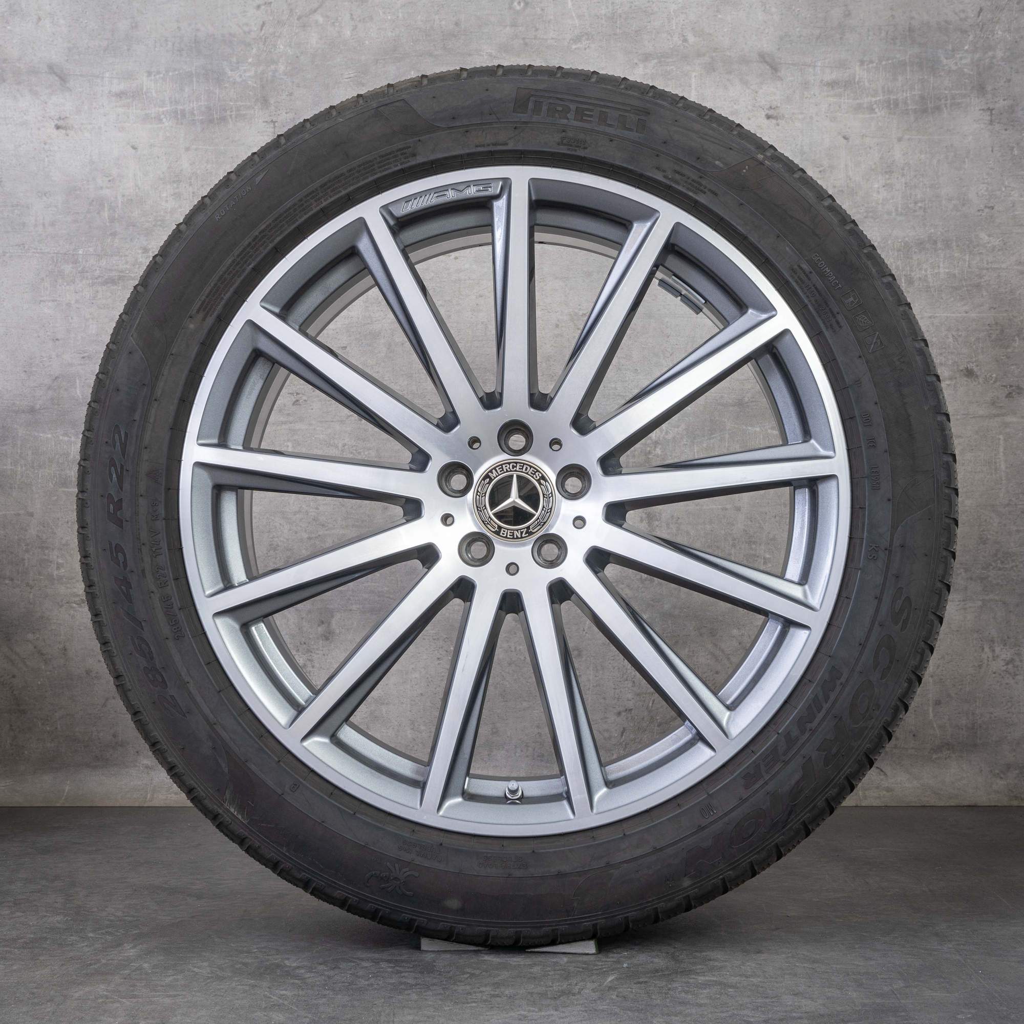 Alkuperäiset Mercedes Benz GLS AMG talvirenkaat 22 tuuman X167 vanteet A1674017500 himalajanharmaa Kiillotettu