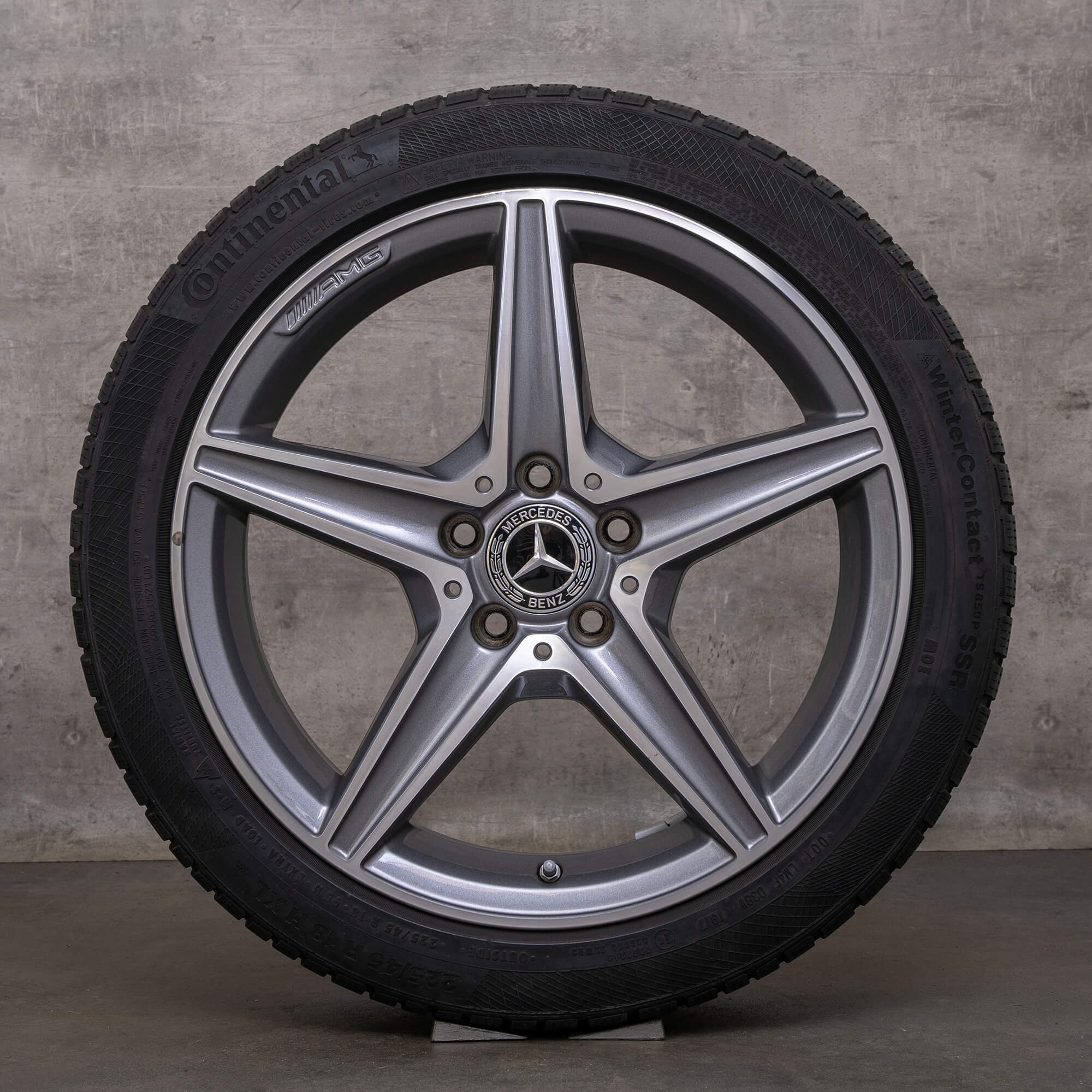 Neumáticos de invierno originales AMG Mercedes Benz Clase C 18 pulgadas W205 S205 C205 A205 llantas A2054011100 gris himalaya alto brillo torneado