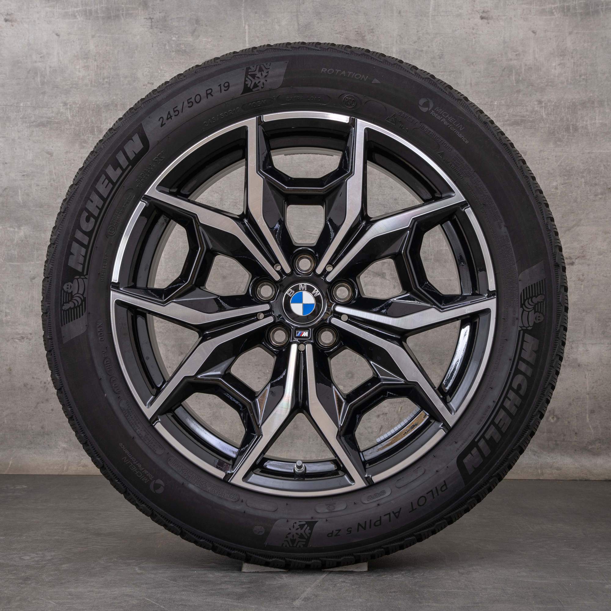 Oryginalał BMW X3 X4 koła zimowe 19 cali G01 G02 felgi stylizacja 887 M 7916263 czarny polerowane toczone