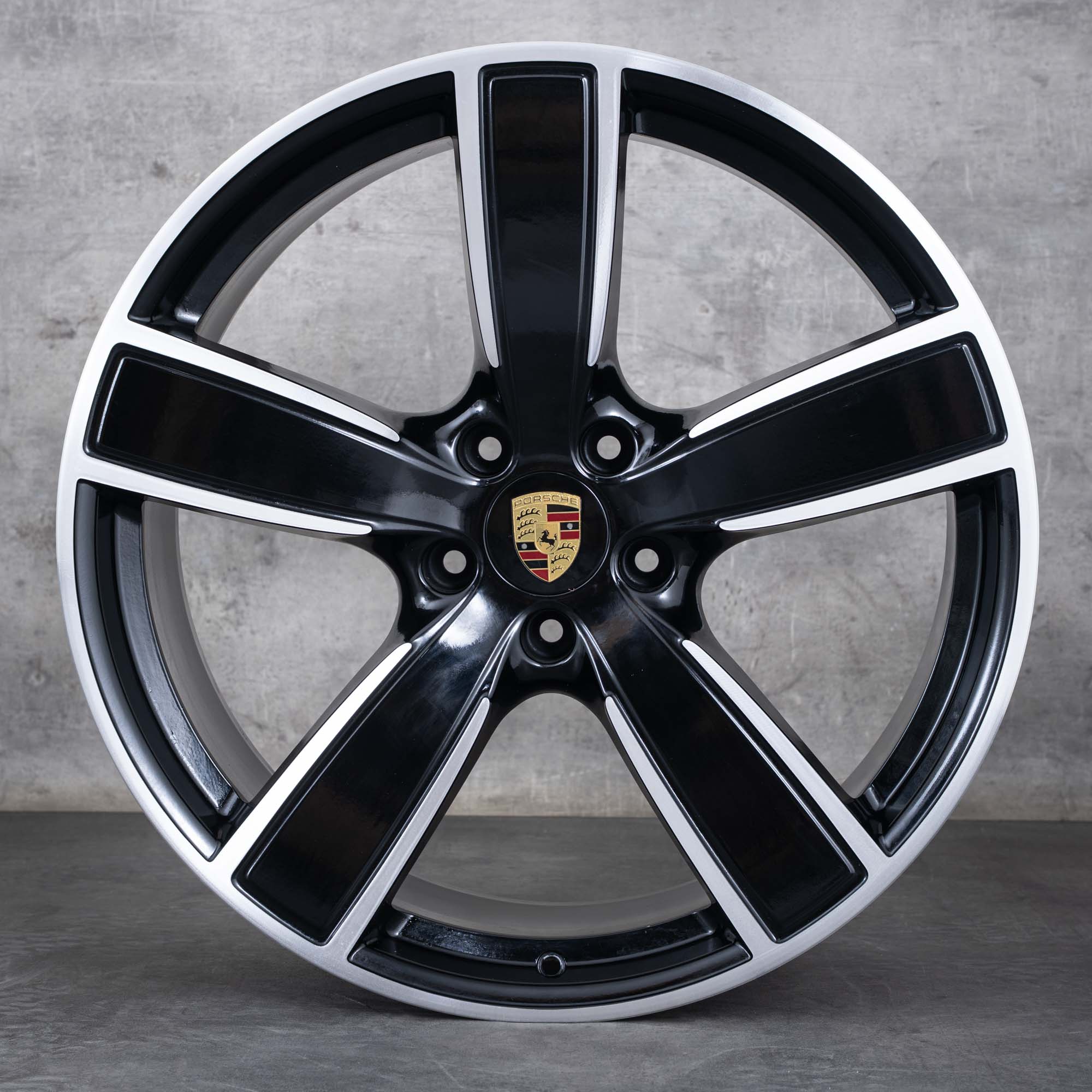 Oryginalne felgi Porsche Cayenne Coupe 9YA 22 cale 9Y0601025AP 9Y3601025T czarne polerowane