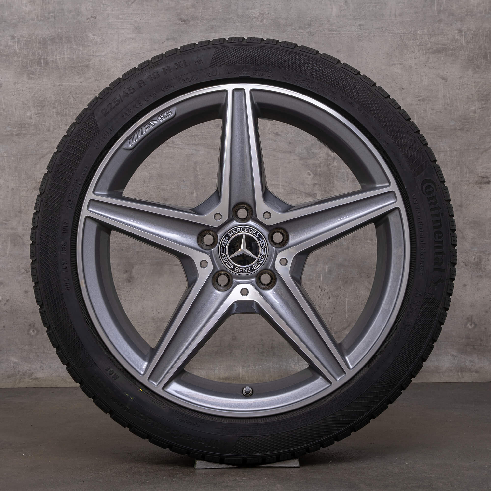 Neumáticos de invierno originales AMG Mercedes Benz Clase C 18 pulgadas W205 S205 C205 A205 llantas A2054011100 gris himalaya alto brillo torneado