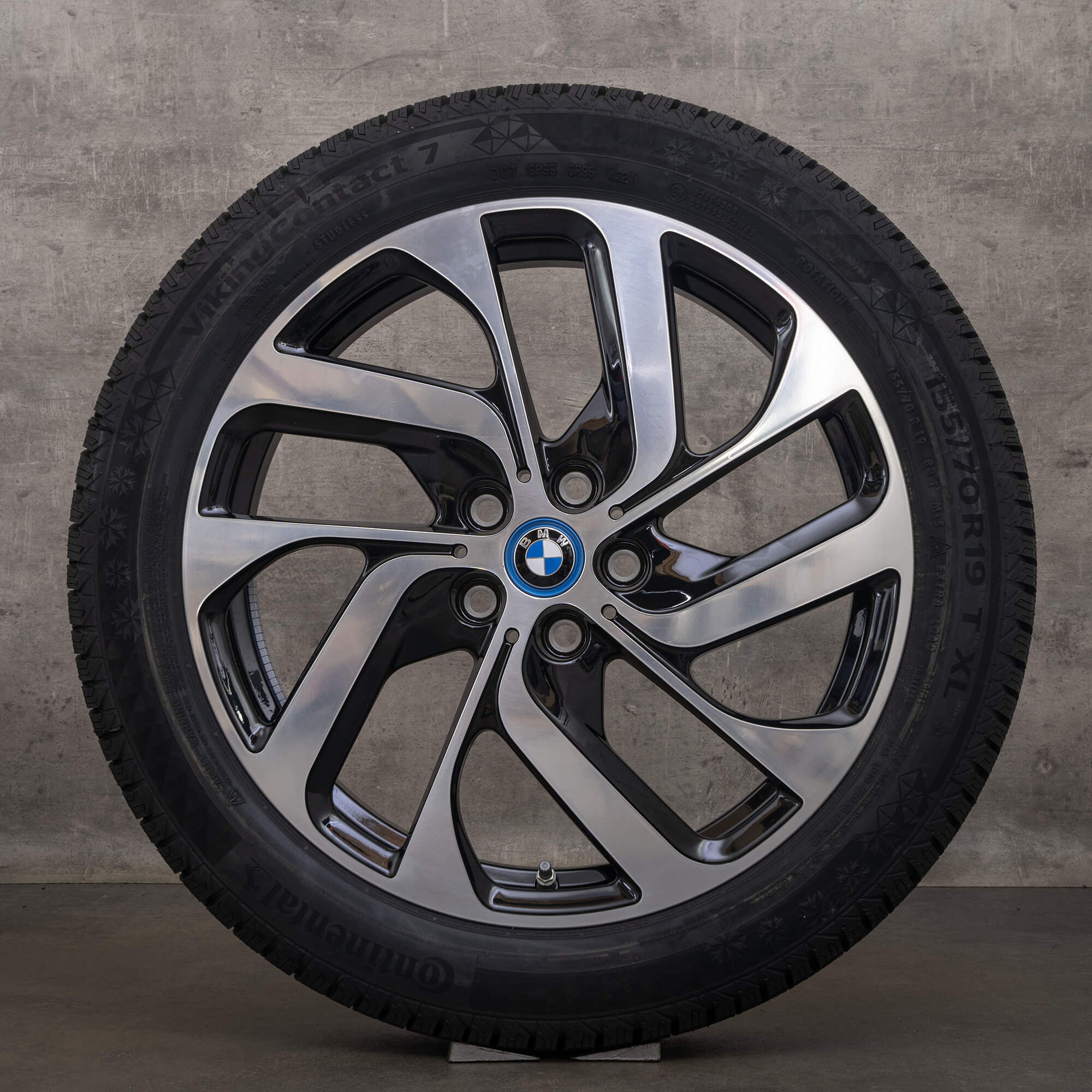 Original BMW i3 Felgen 19 Zoll I01 Winterräder 6856894 Styling 428 Turbinendesign jet black glanzgedreht NEU