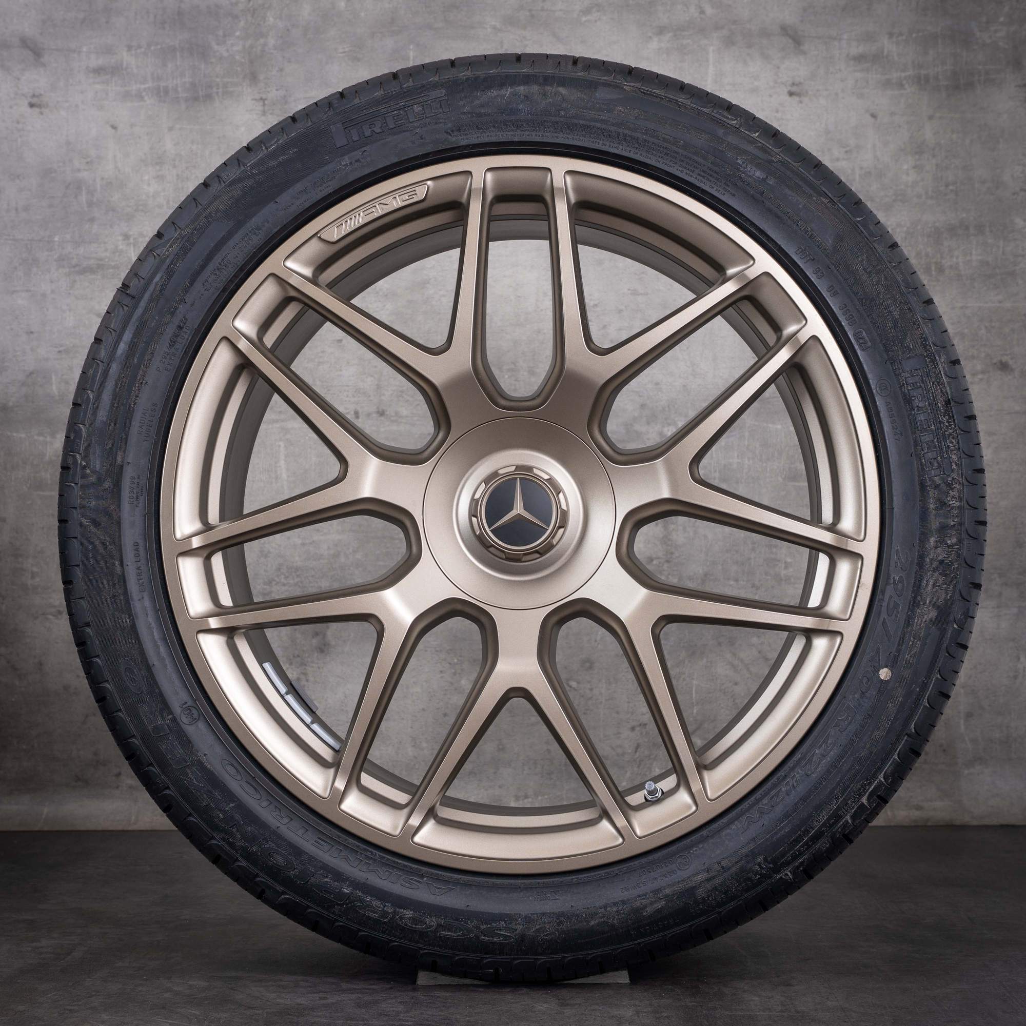 Original Mercedes-Benz G-Klass G63 AMG-fälgar 22 tum W465 W463A sommarhjul A4634012000 techgold matt NYA