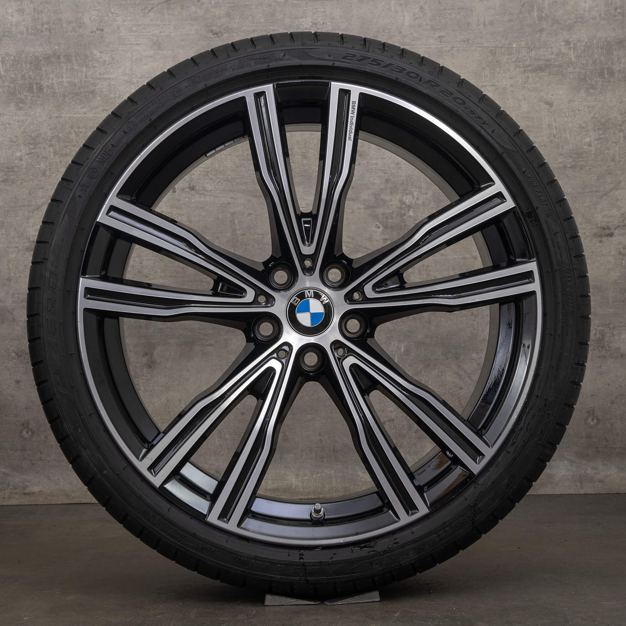 Originale BMW Seria 8 jante 20 inch G14 G15 G16 Anvelope de vară 8072027 8072028 jet black Lucios