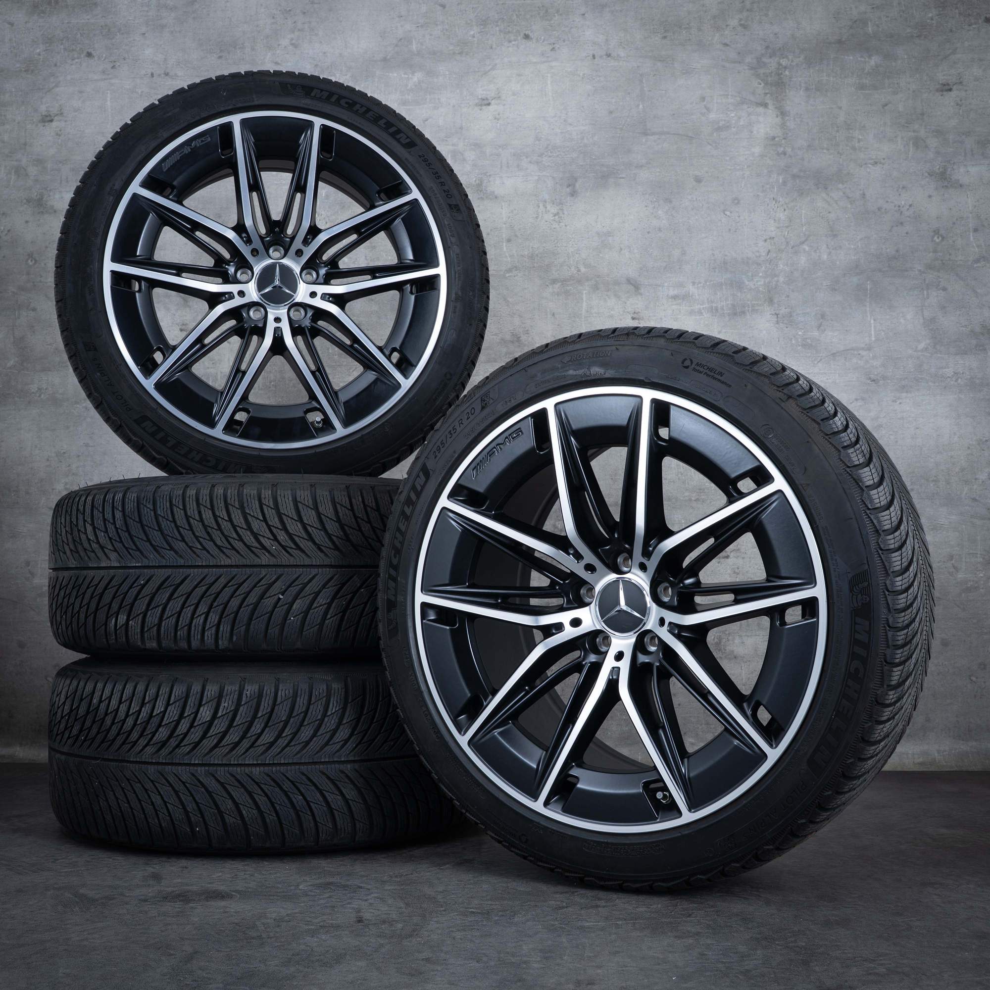 Original Mercedes Benz E-Klasse E53 AMG Winterräder 20 Zoll W214 S214 Felgen A2144011100 A2144011200 schwarz matt glanzgedreht