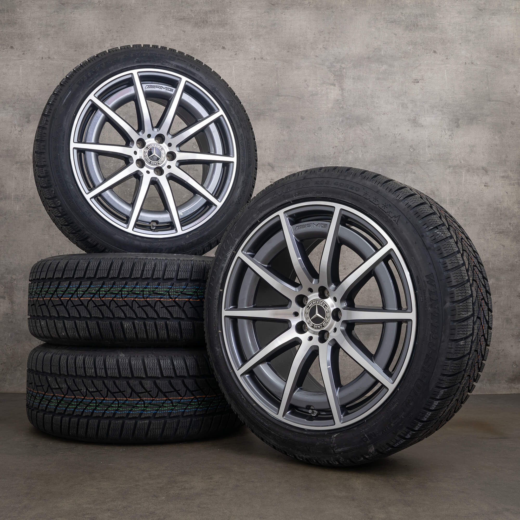 Alkuperäiset Mercedes Benz S-sarjan S 63 E AMG talvirenkaat 20 tuuman W223 Performance vanteet A2234011900 A2234012000 himalajanharmaa Kiillotettu UUSI