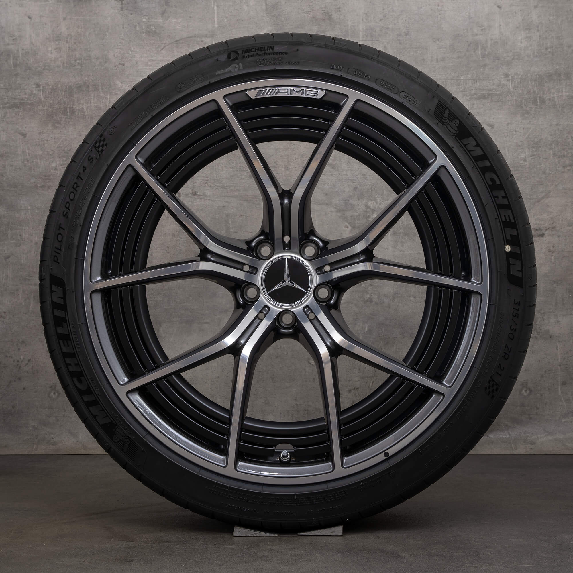 OEM AMG Mercedes Benz GT 43 53 63 & S 4Matic+ E Performance rims 21 inch X290 4-door summer wheels A2904011600 A2904011700 himalaya grey glossy turned NEW