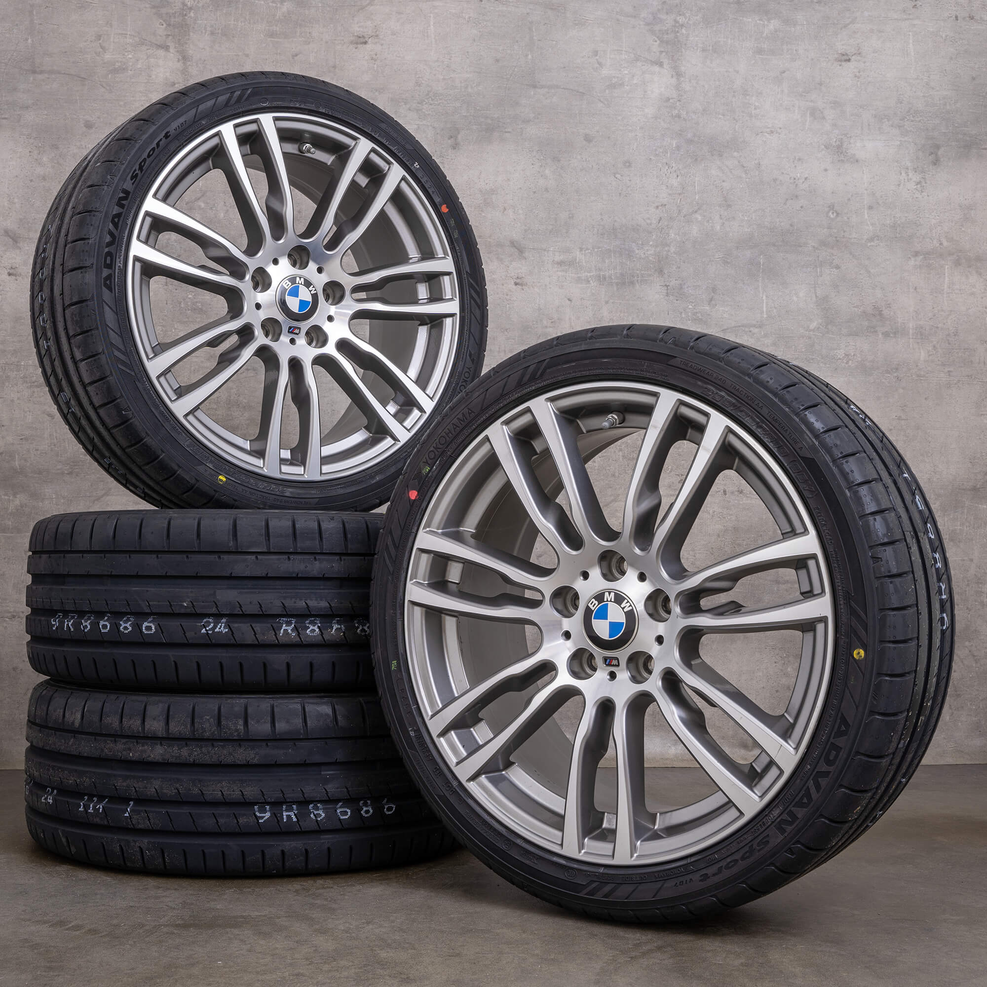 Originální alu kola BMW řady 3 4 19 palců F30 F31 F32 F33 F36 Gran Coupé letni styling 403 M 7845882 7845883 ferric grey přední leštěná