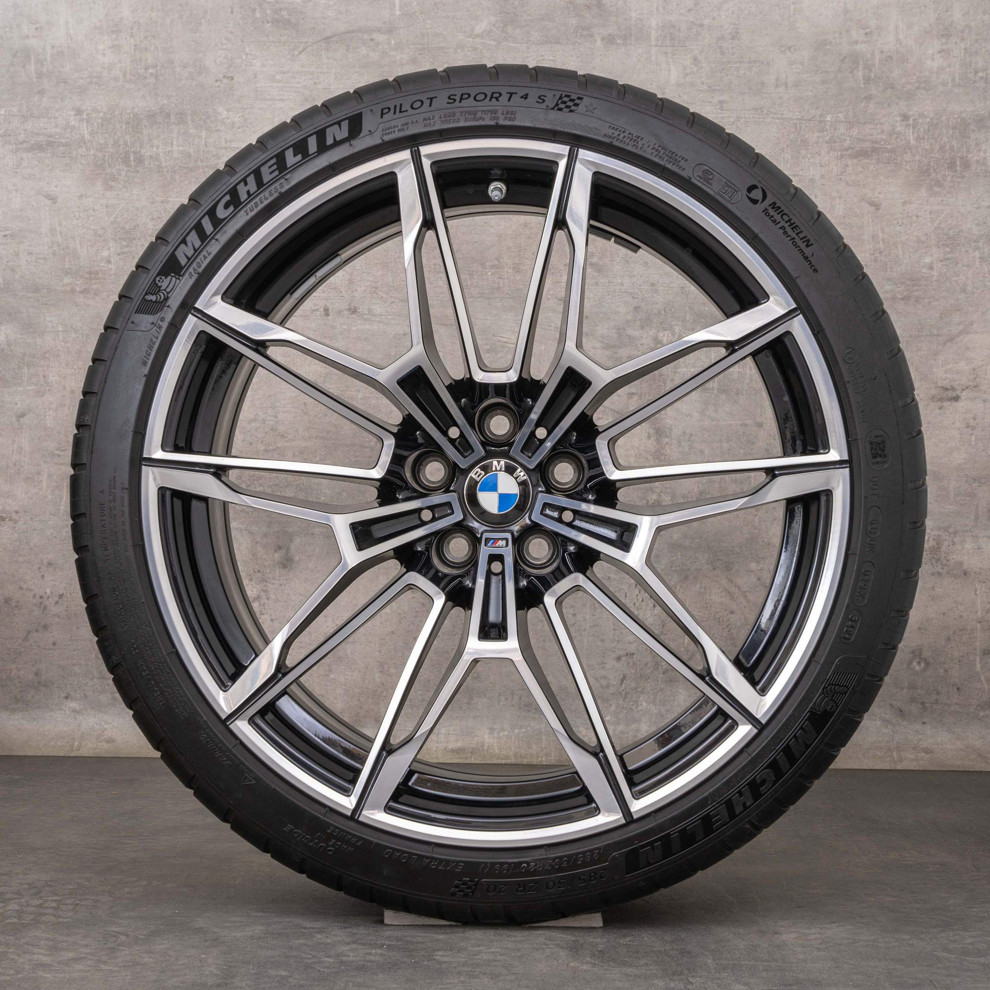Oryginalał BMW M3 M4 felgi 19 20 cali G80 G82 G83 koła letnie 8093832 8093833 stylizacja 825 czarny polerowany toczony