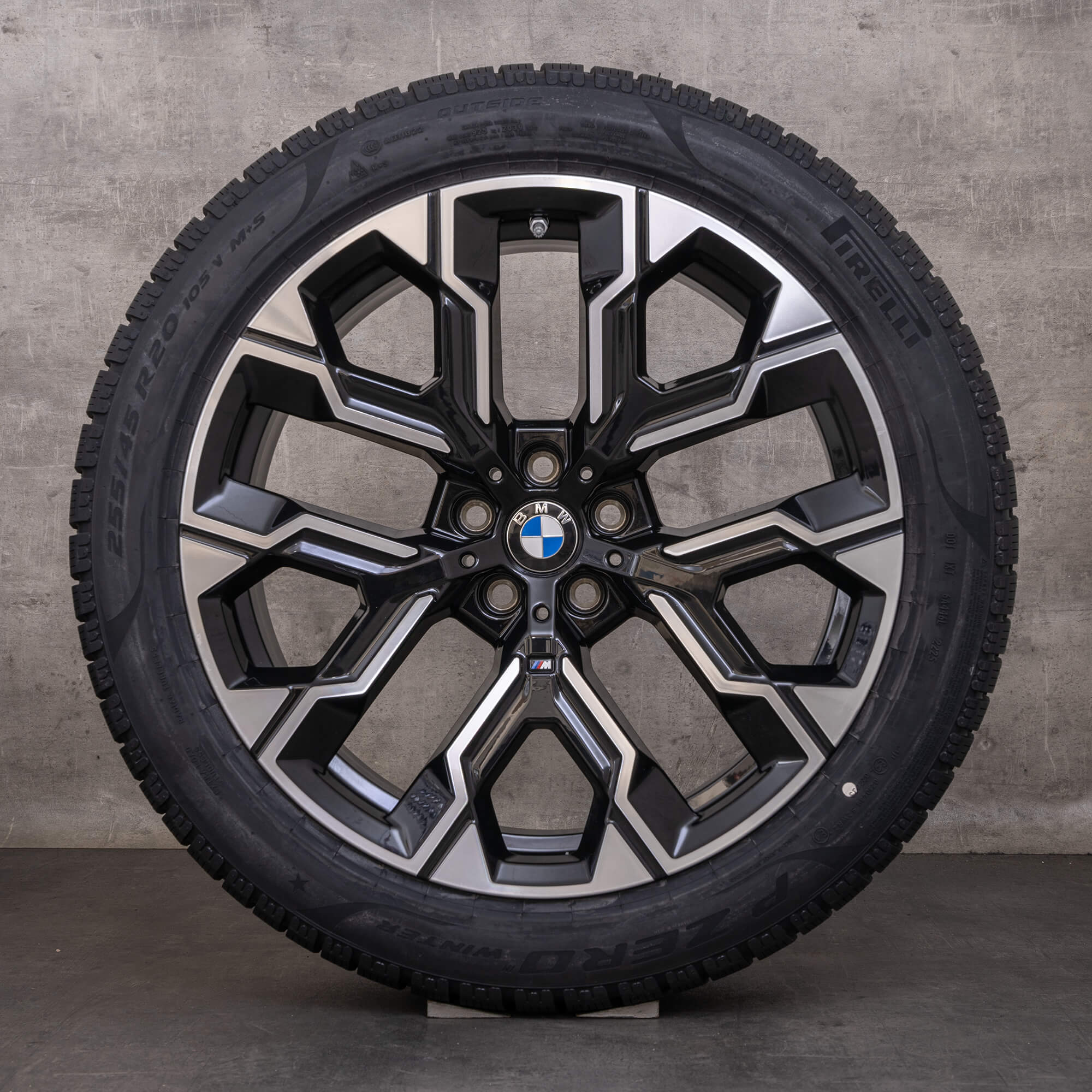 Jantes originais BMW Série 7 i7 20 polegadas G70 Styling 1036 M 5A6F112 5A6F113 e pneus inverno preto brilhante torneado