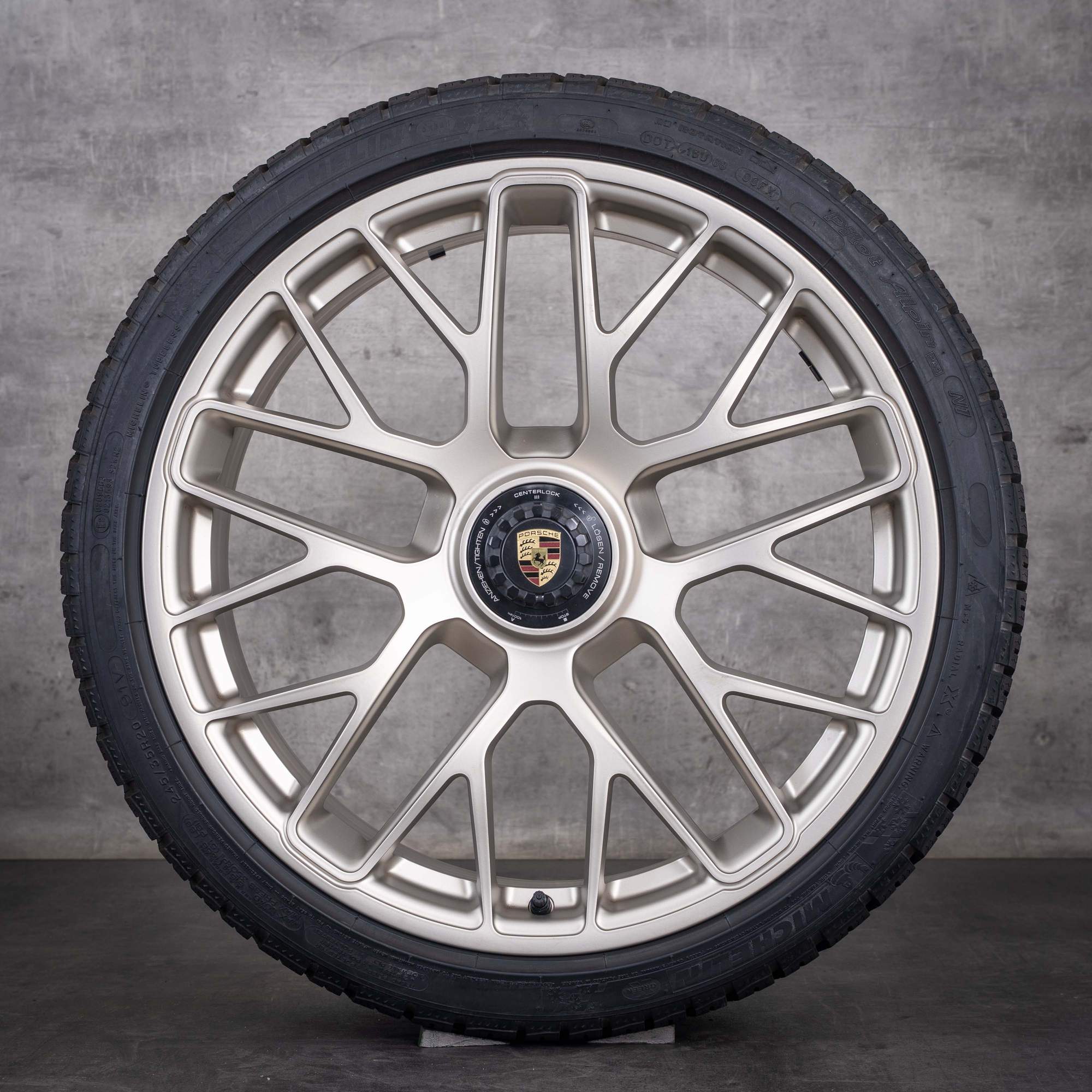 Original Porsche 991 Winterräder 20 Zoll 991 II Targa 4 GTS Turbo Felgen 99136216234 99136216634 weißgold matt