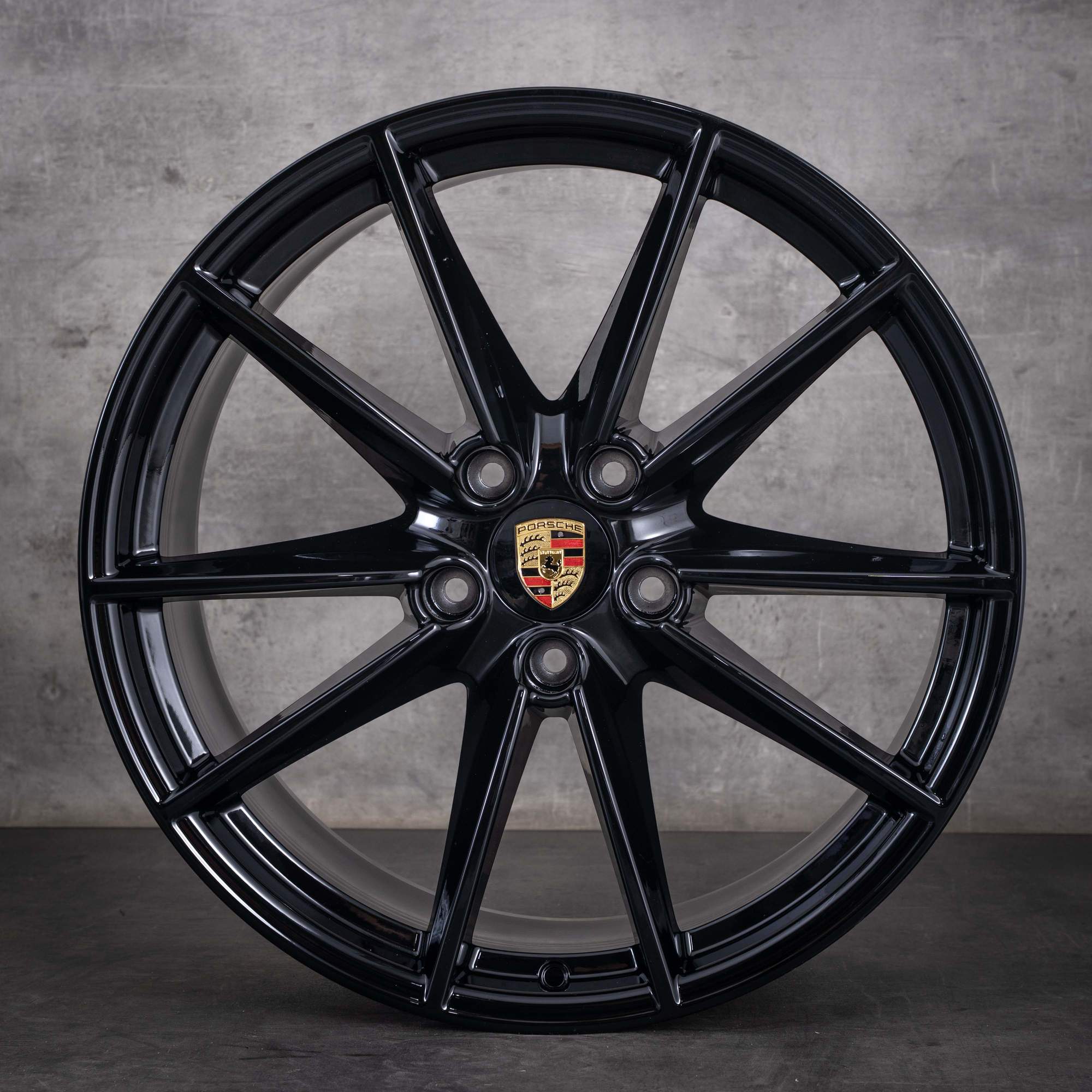 Original Porsche 992 I 20 21 Zoll Felgen 992601025C 992601025E Carrera S Rad schwarz glanz lackiert - Felge 1 von 4