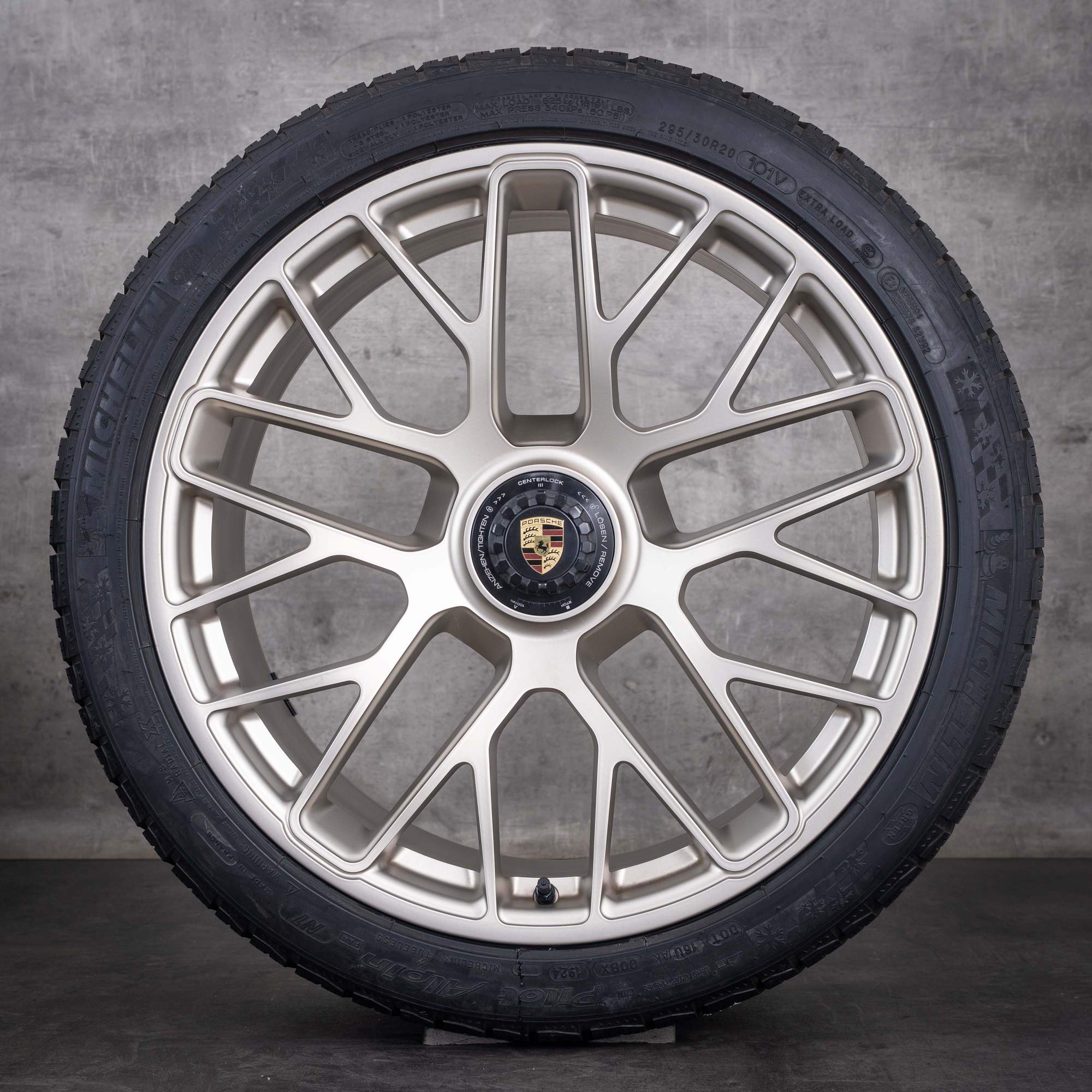 Original Porsche 991 Winterräder 20 Zoll 991 II Targa 4 GTS Turbo Felgen 99136216234 99136216634 weißgold matt