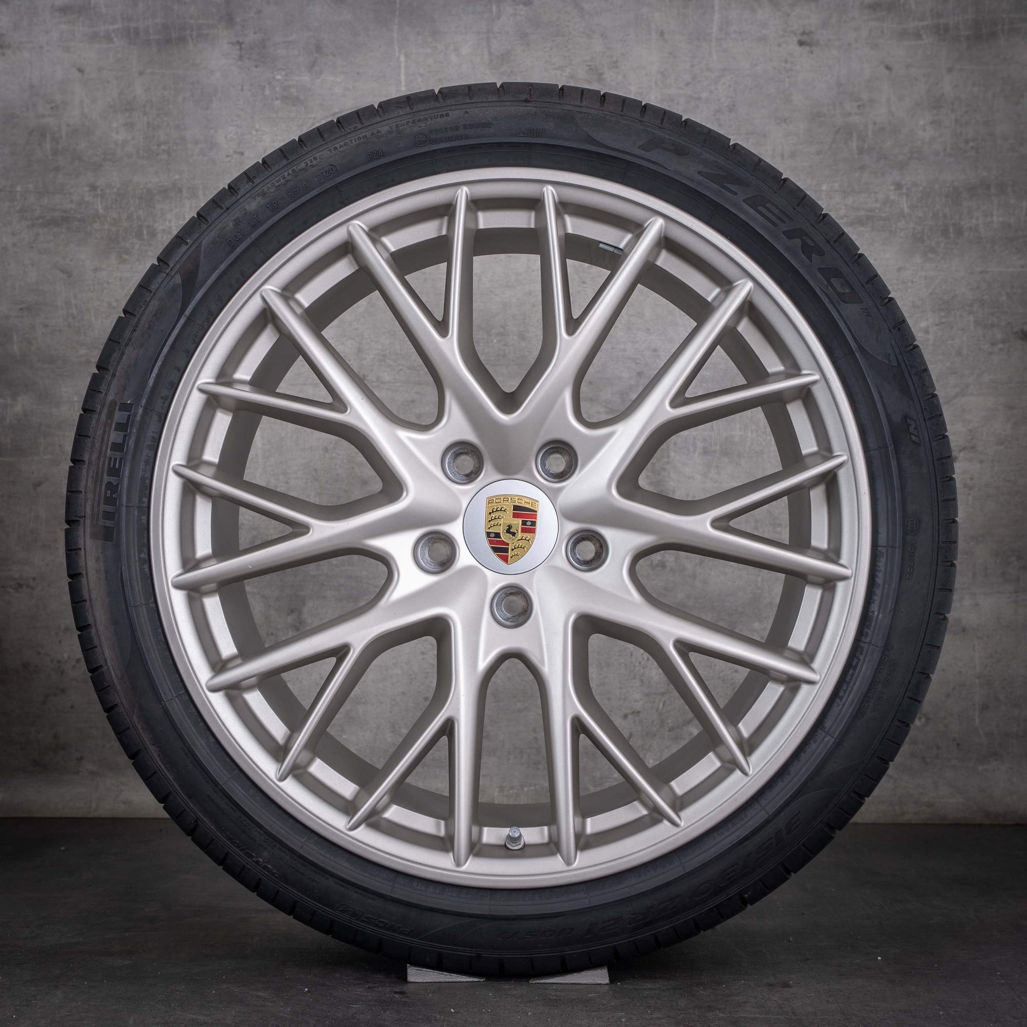 Originale Porsche Panamera vinterhjul 21 tommer 971 G2 fælge 971601025D 971698025A mat sølv