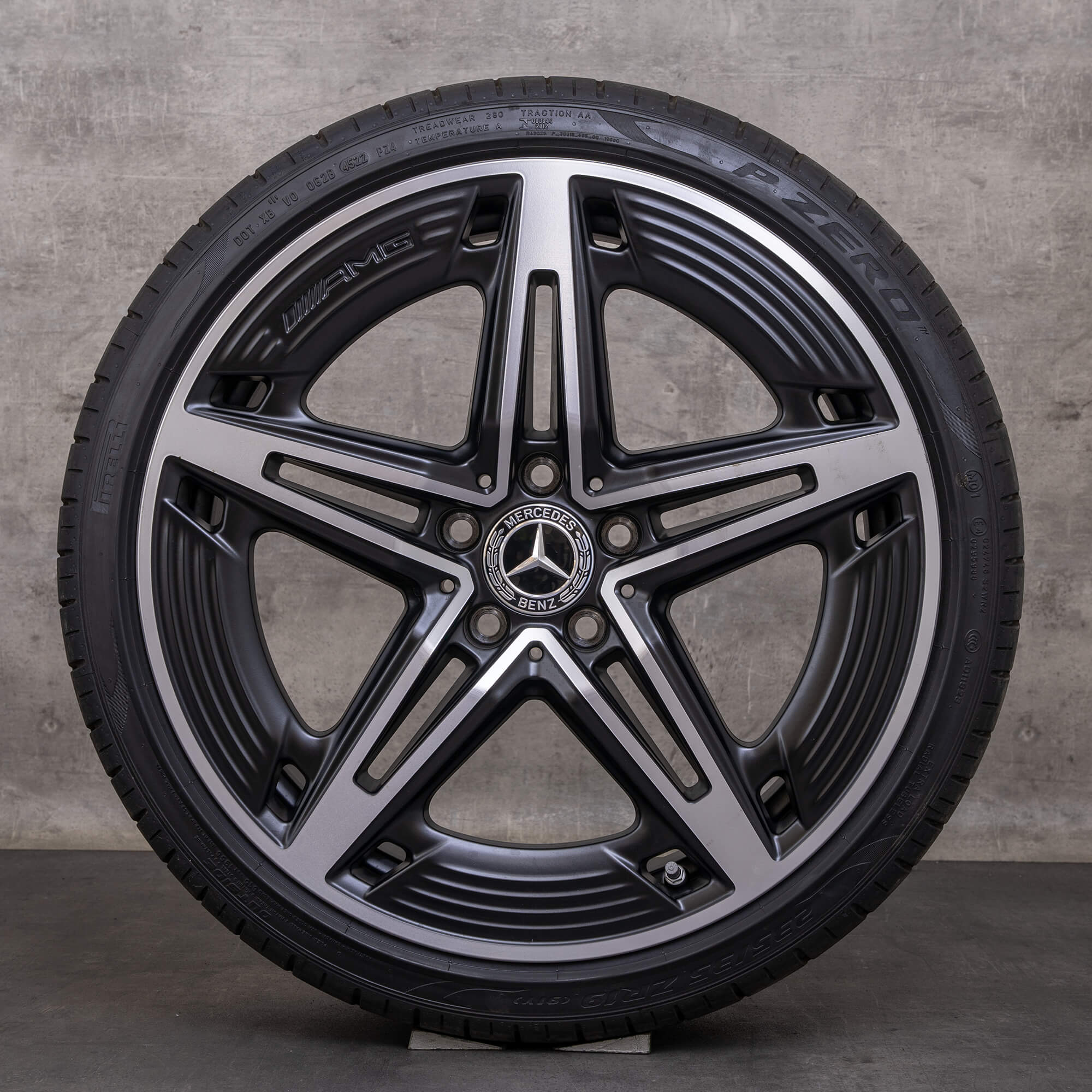 Oryginał Mercedes Benz Klasa A A35 AMG felgi 19 cali W177 V177 letnie koła A1774014400 czarny mat polerowane