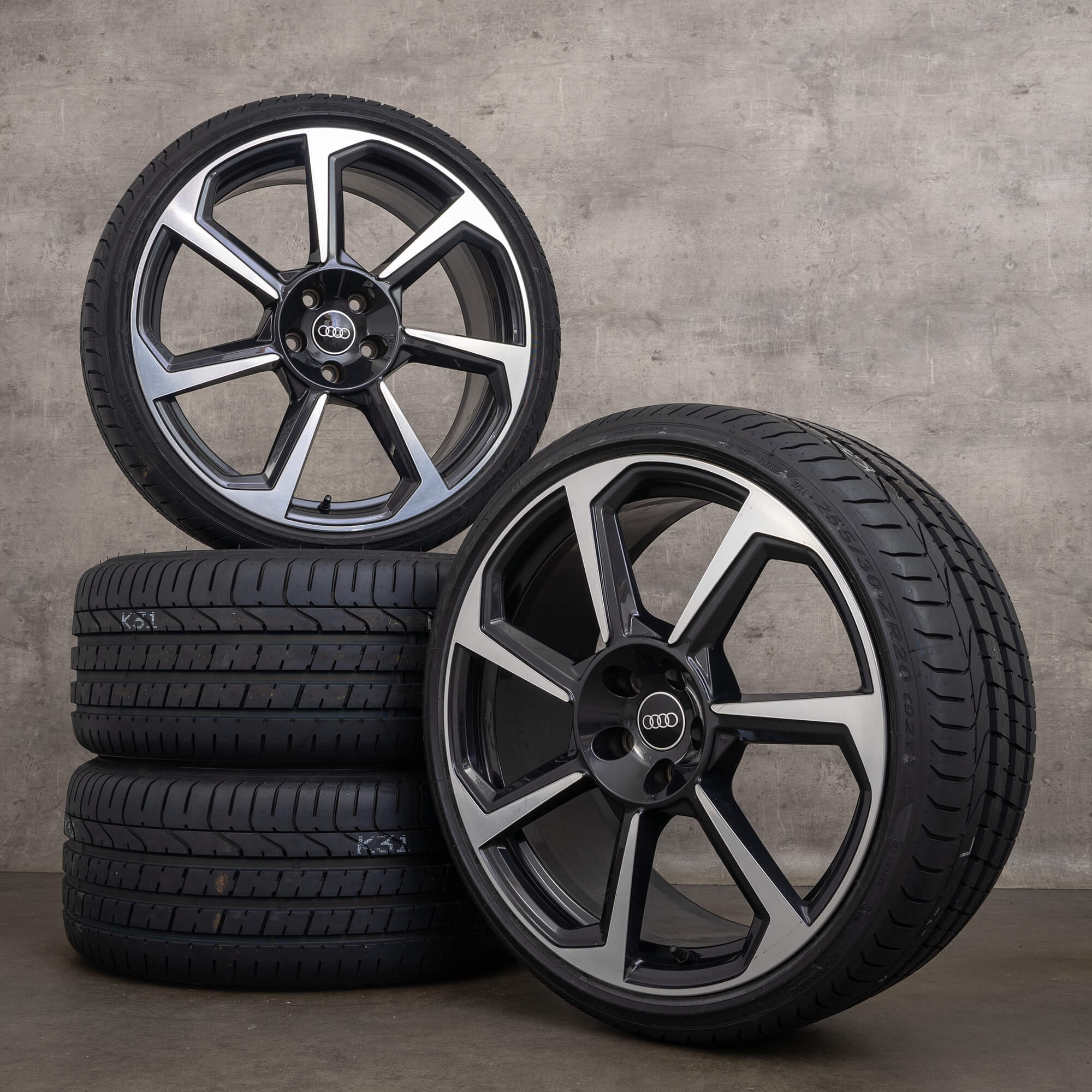 Original Audi TT RS 8S FV 20 inch summer wheels rims tires rotor black