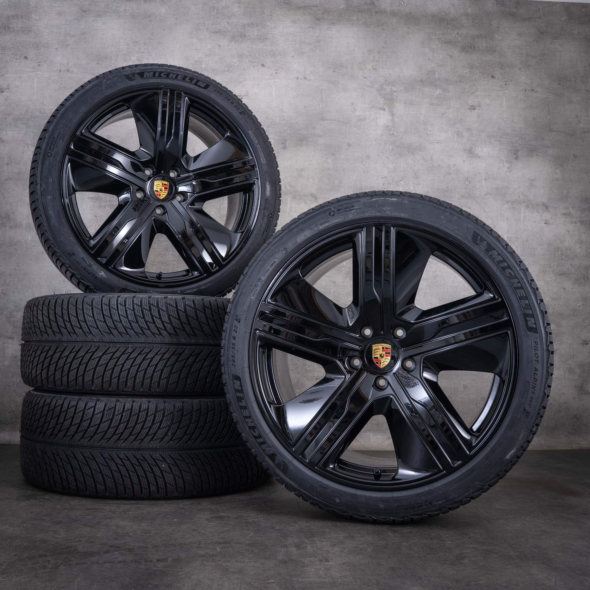 Alkuperäiset Porsche Macan Electric -talvirenkaat 22 tuumaa H2 Exclusive Design -vanteet 95C601025P Q 95C601025BK BL kiiltävä musta UUDET
