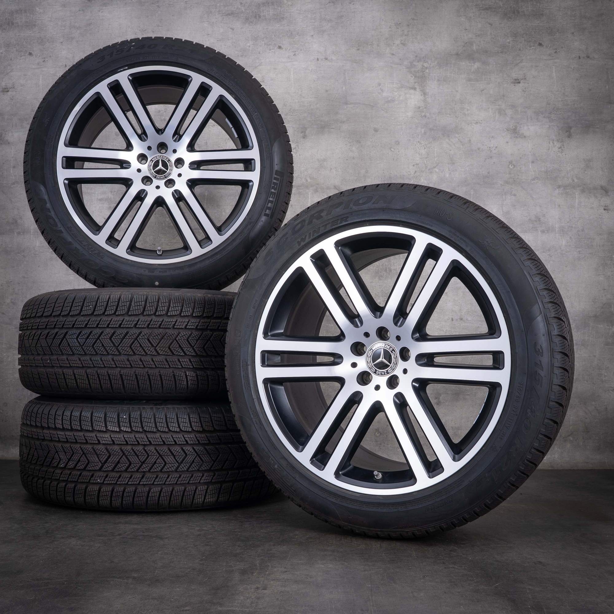 OEM Mercedes-Benz GLE 21inch SUV Winter Wheels V167 W167 Rims A1674012600 A1674012800 Matte Black Diamond Cut Front