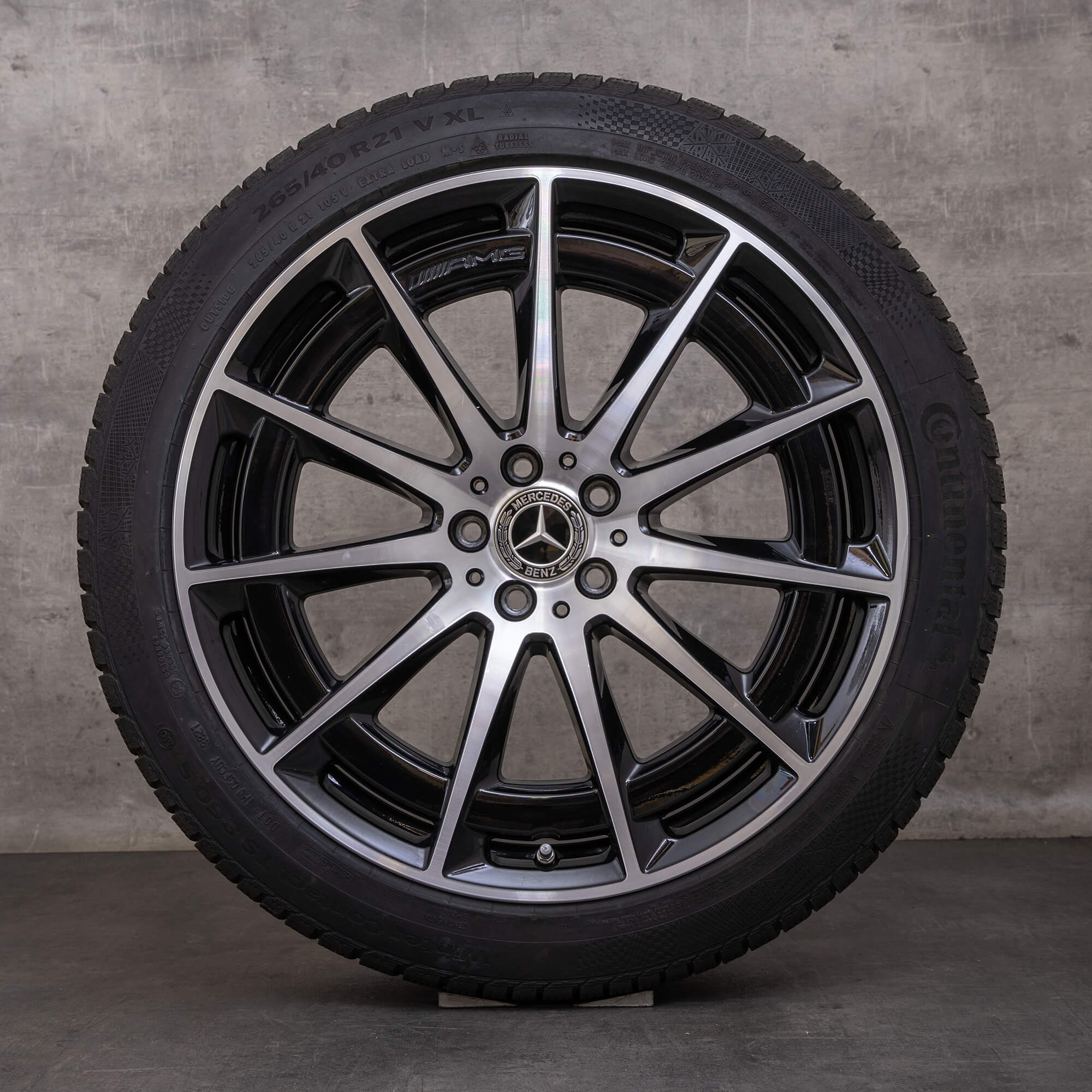 Oryginalne koła zimowe Mercedes Benz EQS & 53 AMG 21 cali 4Matic V297 Felgi A2974011400 czarne Polerowane