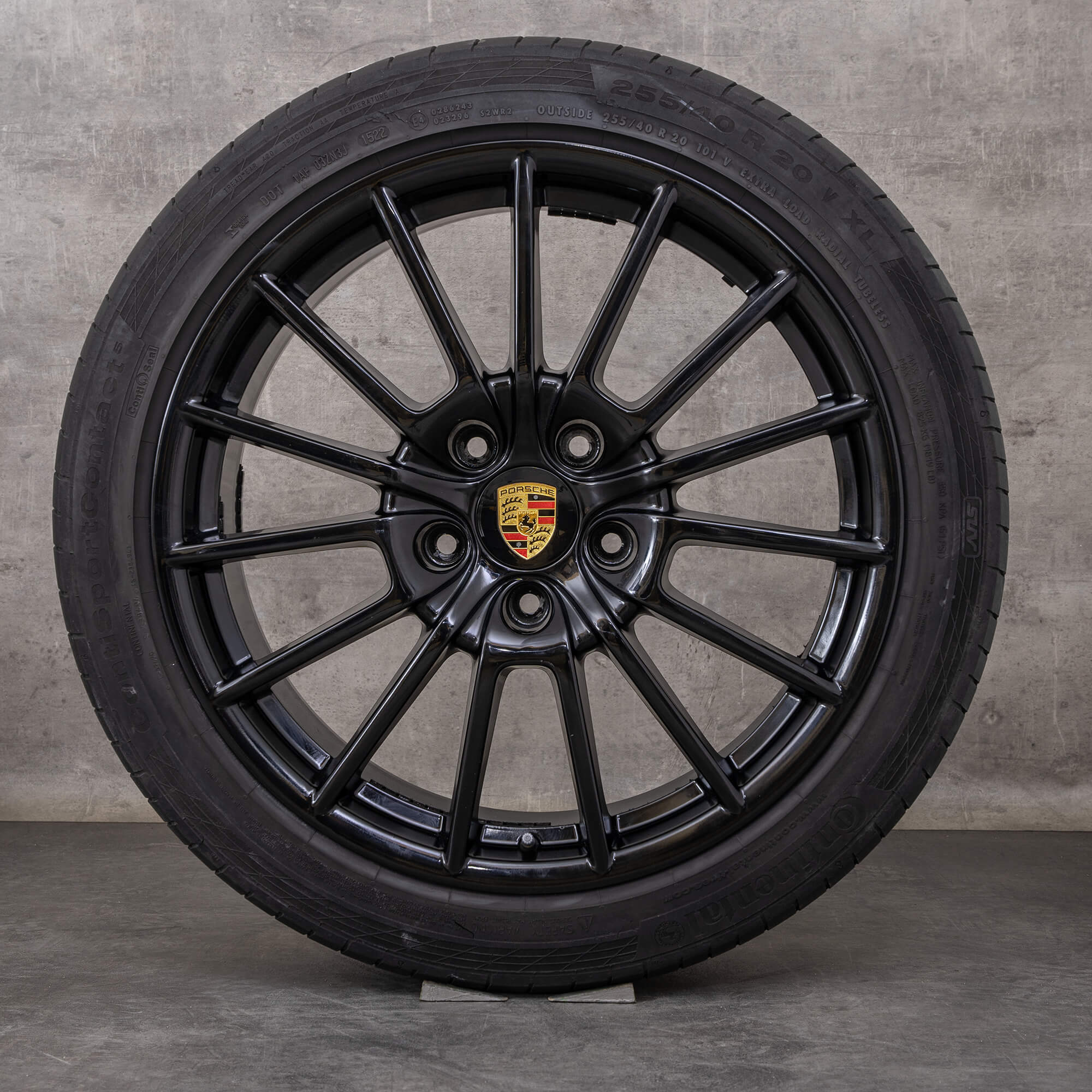 Oryginał Porsche Panamera 970 felgi 20 cali letnie koła 97036298000 97036298001 czarny błyszczący