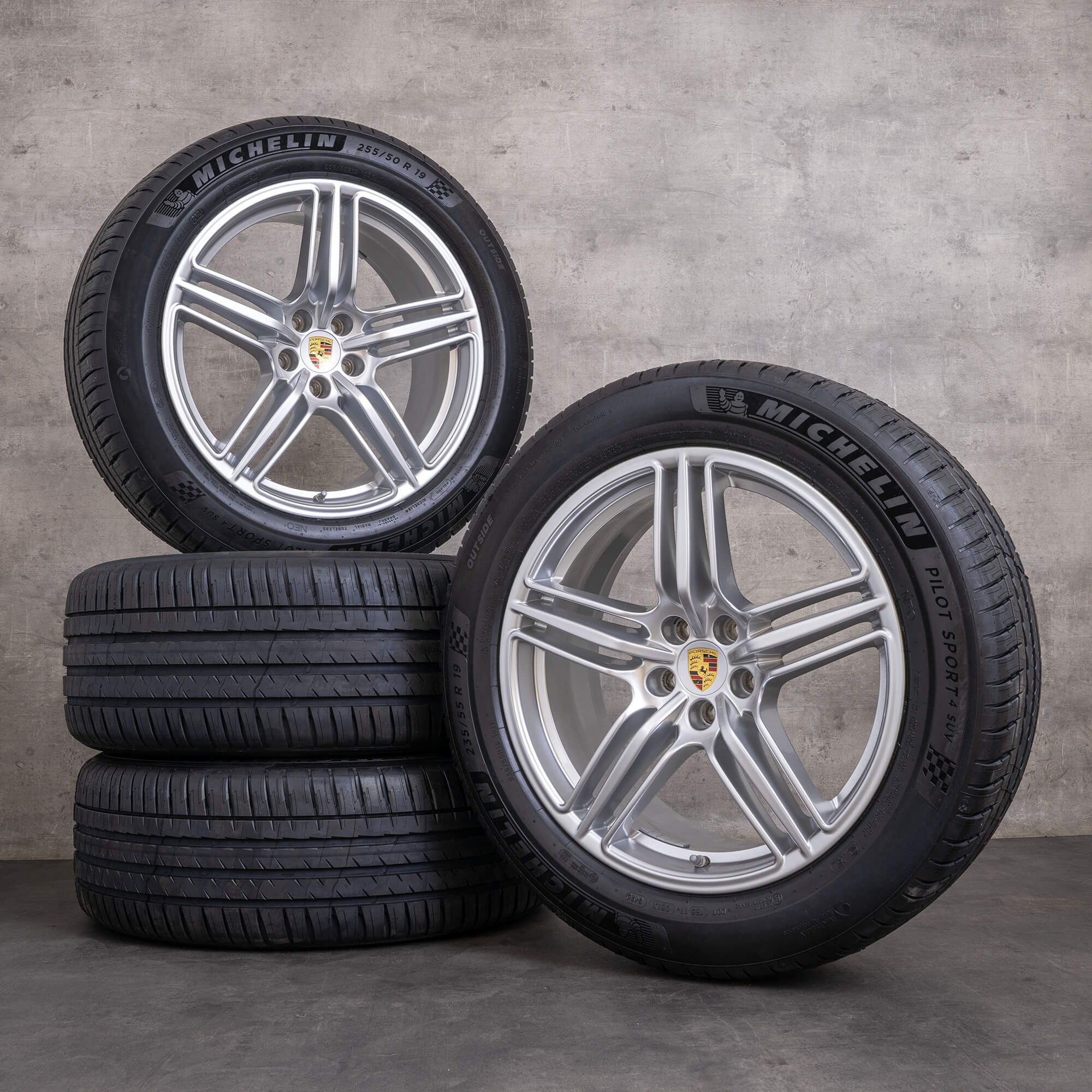 Original Porsche Macan Felgen 19 Zoll 95B Sommerräder 95B601025BD 95B601025BE silber