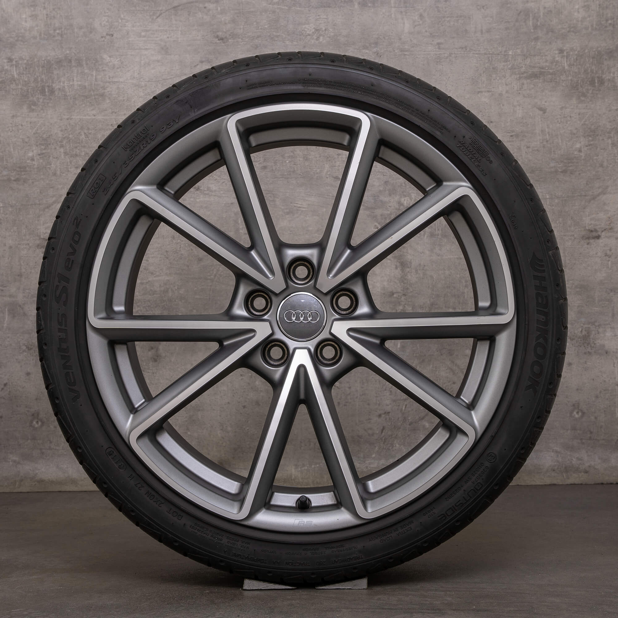 OEM Audi A4 S4 rims 19 inch 8W B9 summer wheels 8W0601025BD titan