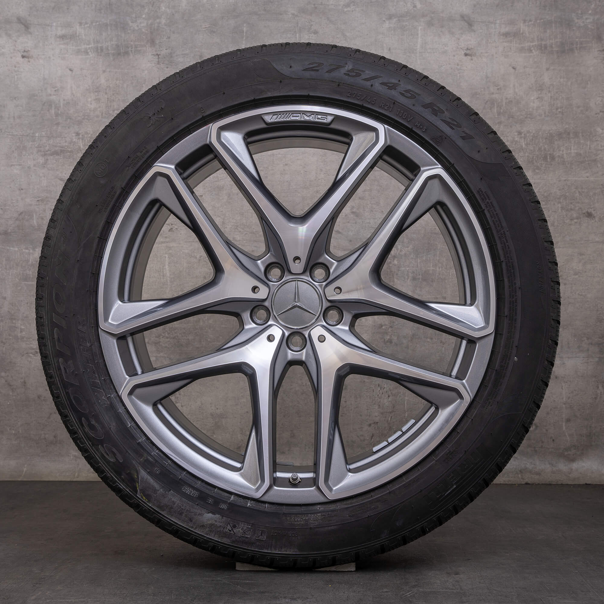 Orijinal Mercedes Benz GLE 53 63 AMG 4Matic+ kış jant lastik 21 inç X167 C167 Hibrit jantlar A1674014200 A1674014300 himalaya gri parlak tornalanmış