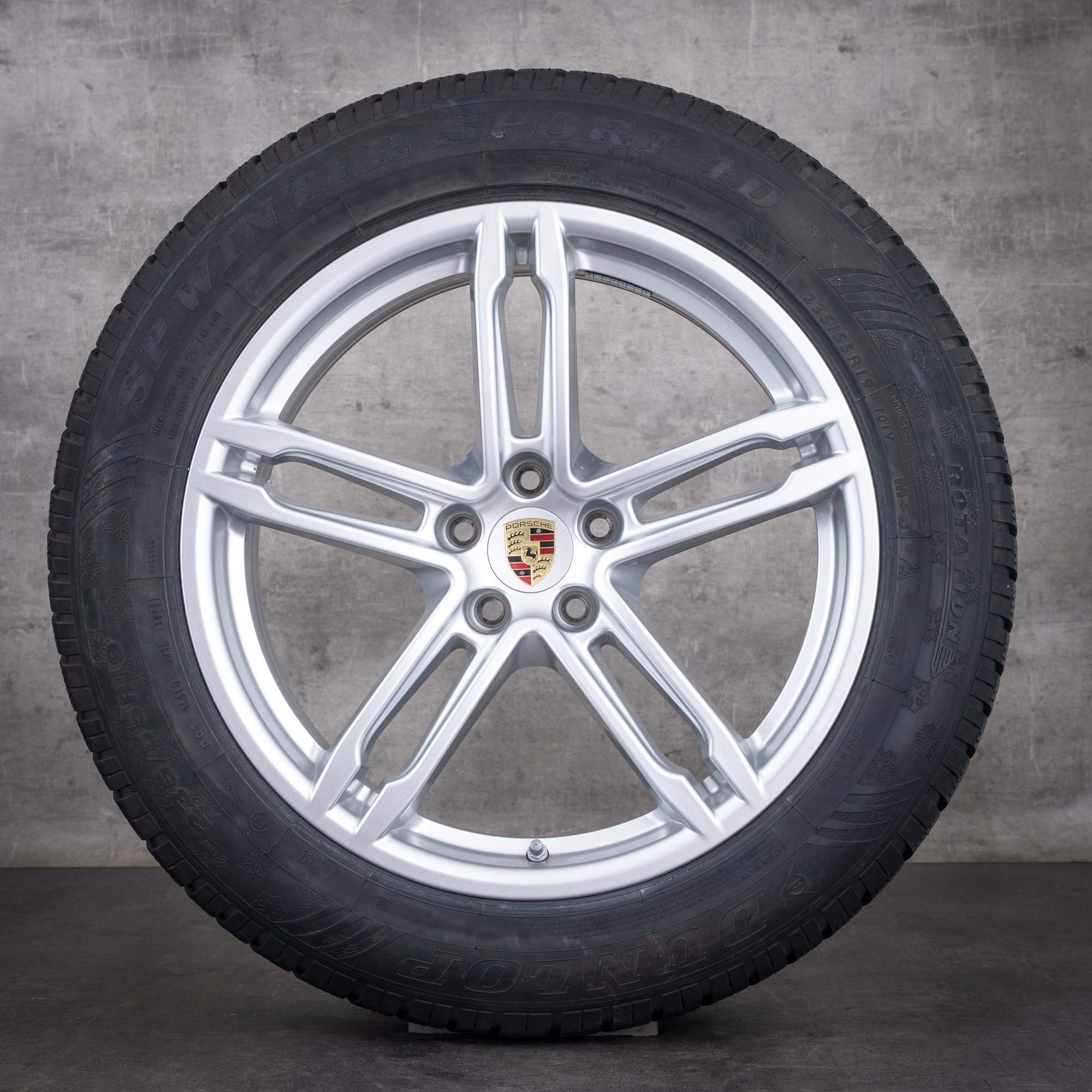 Pneumatiques hiver d'origine Porsche Macan 19 pouces II III, référence 95B044650A, argent brillant
