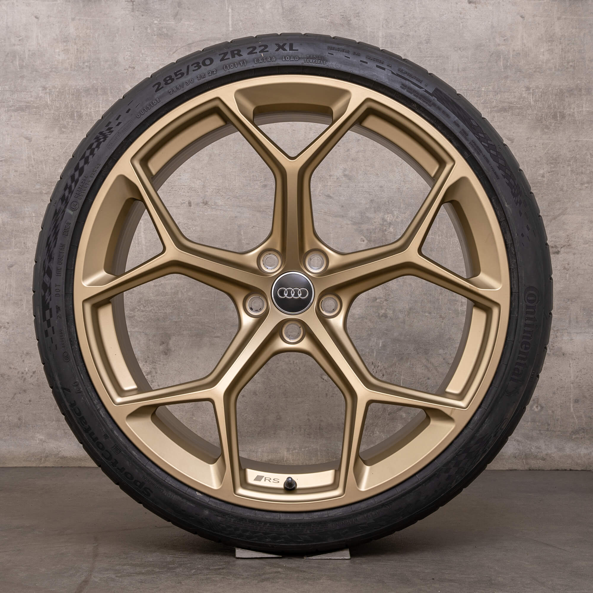 OEM Audi RS6 RS7 rims 22 inch 4K C8 summer wheels 4K0601025BM Performance honeycomb design neodymium gold