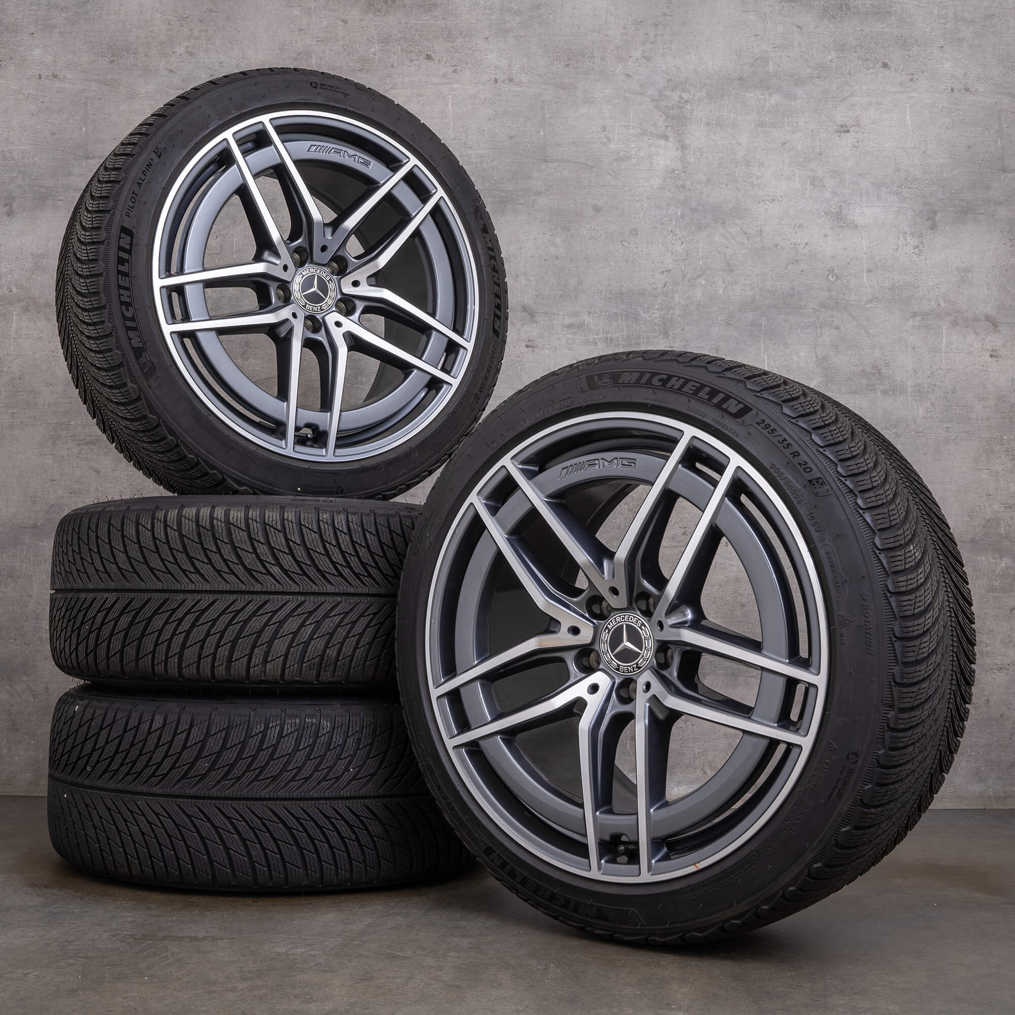 Alkuperäiset Mercedes Benz SL AMG 43 55 63 talvirenkaat 20 tuuman R232 vanteet A2324012100 A2324012200 himalajanharmaa kiillotettu