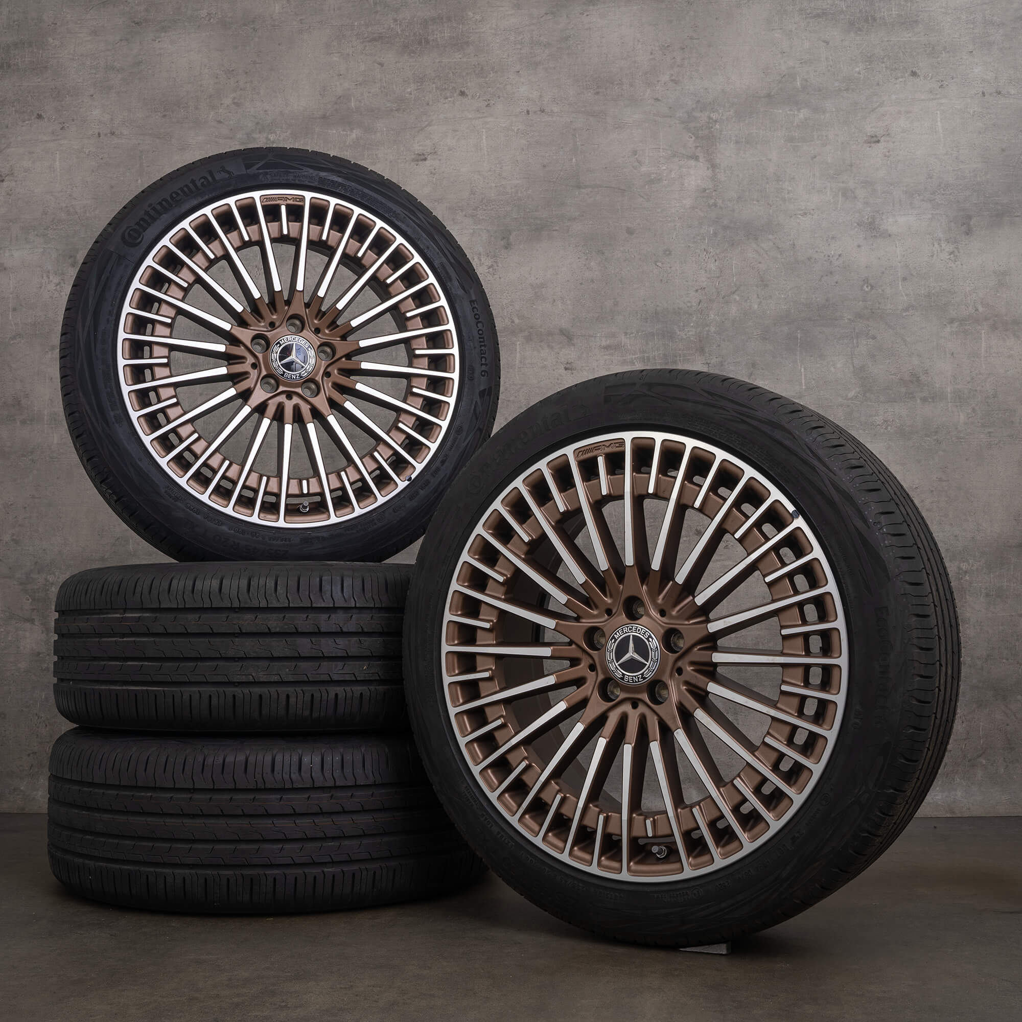 Alkuperäiset AMG Mercedes EQA EQB 20 tuuman vanteet H243 X243 kesärenkaat A2434010600 pronssimusta kiillotettu pinta.
