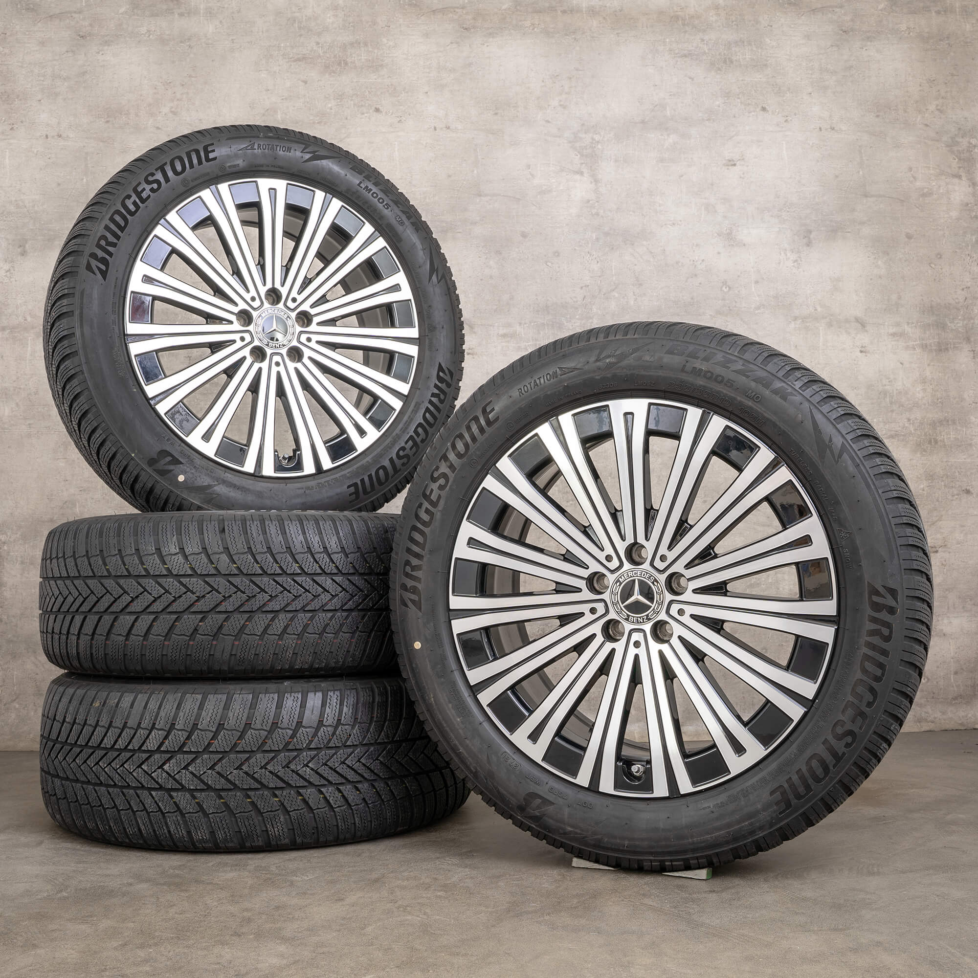 Orijinal Mercedes Benz EQS kış jant lastik 19 inç V297 jantlar A2974010500 siyah parlak tornalanmış