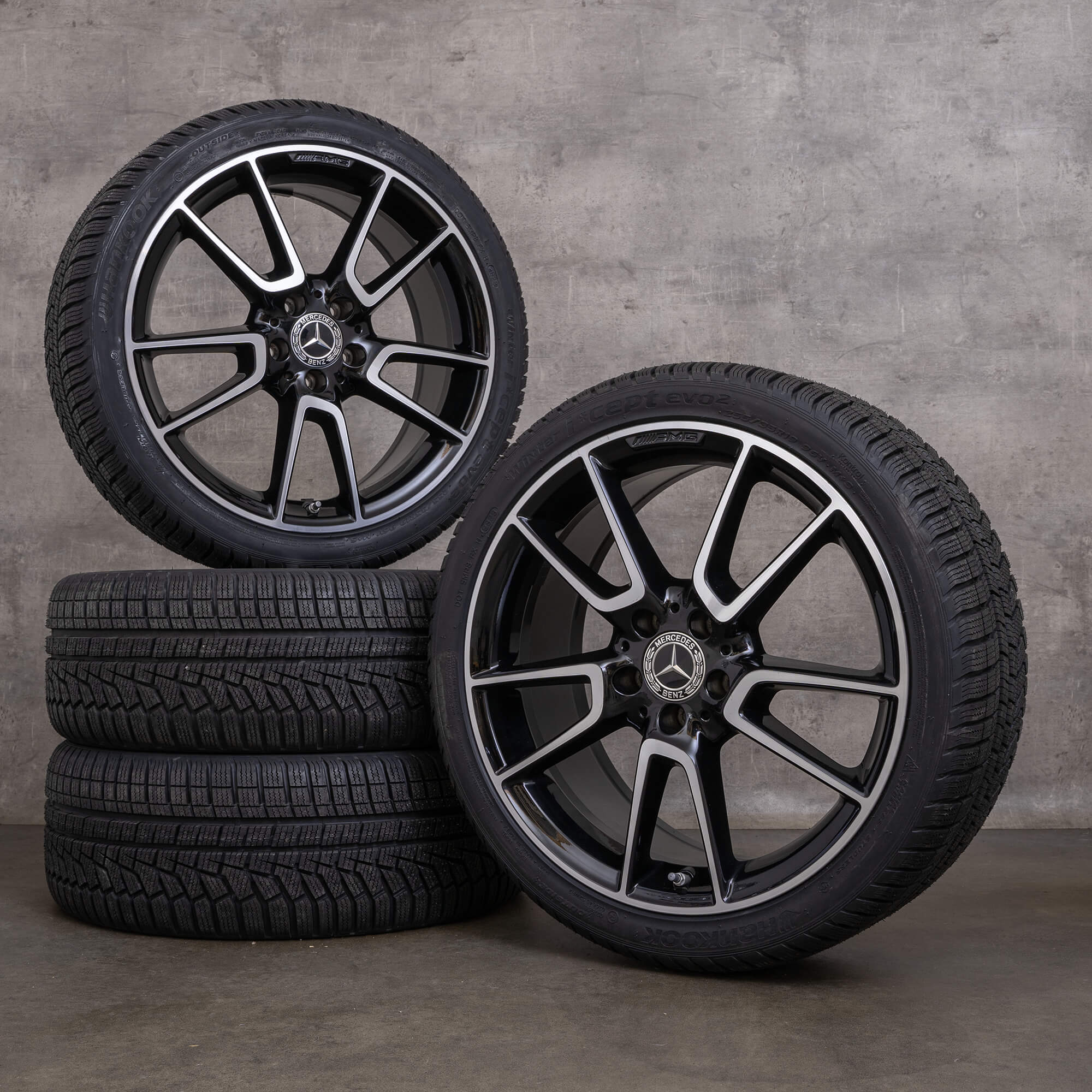 Originele AMG Mercedes Benz C-klasse C43 winterbanden 19 inch W205 S205 C205 A205 velgen A2054014900 A2054016500 zwart glanzend gedraaid