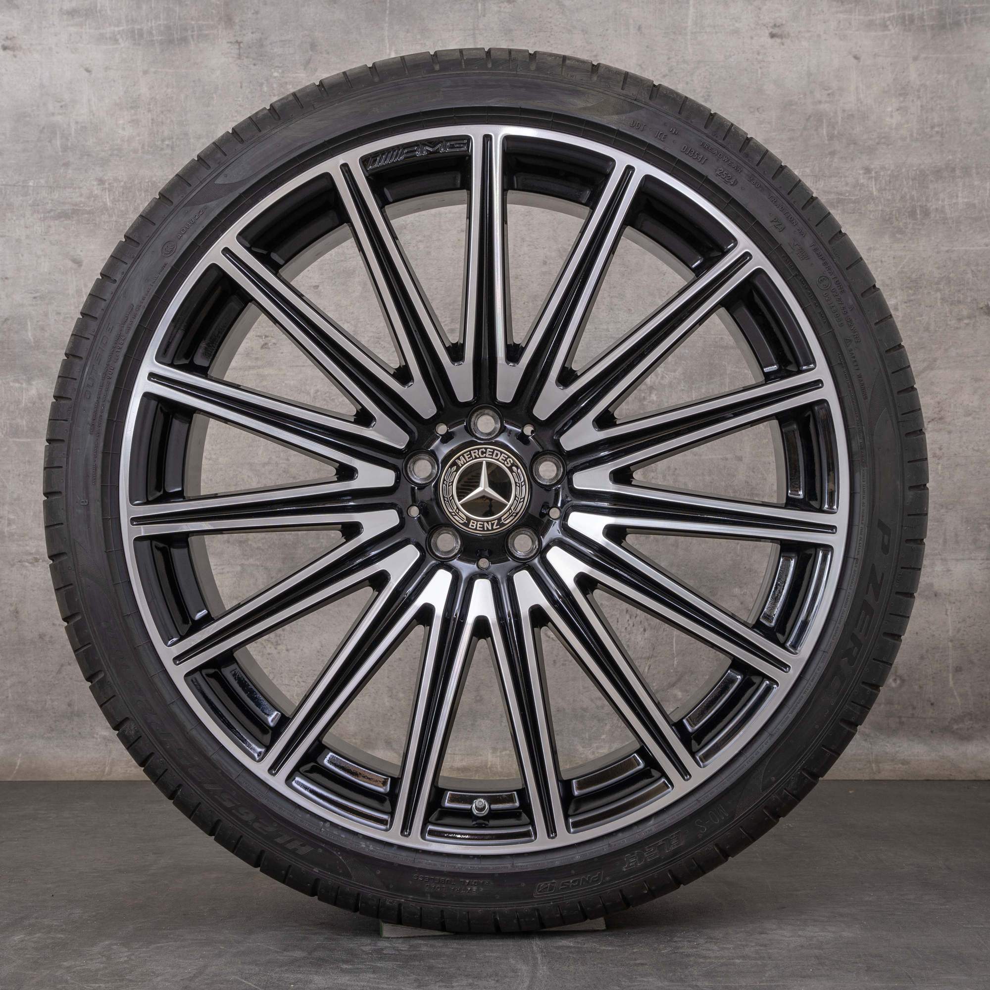 Alkuperäiset Mercedes Benz EQS AMG vanteet 22 tuuman V297 kesäpyörät A2974013800 musta kiillotettu