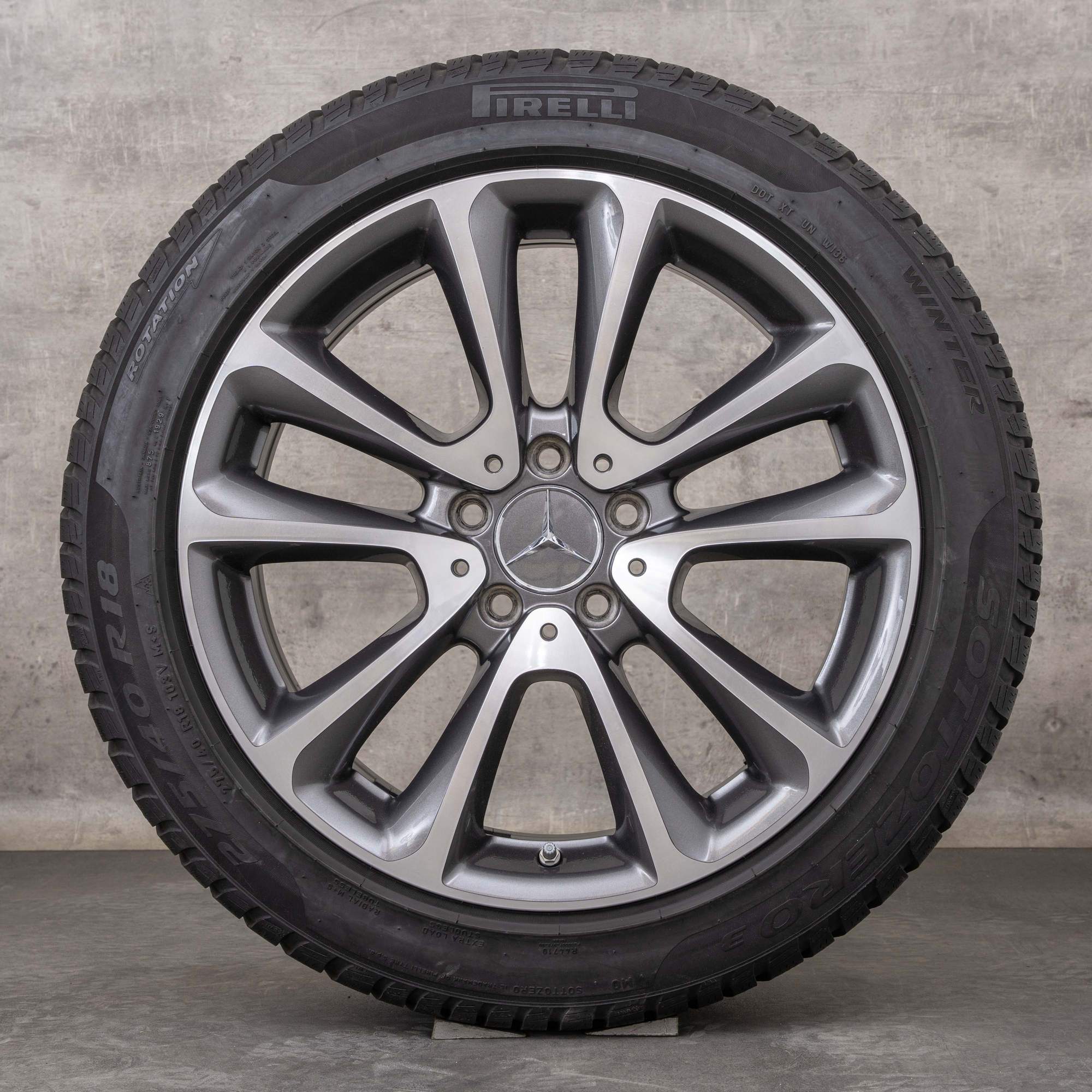 Original Mercedes Benz E-Klasse Winterräder 18 Zoll W213 S213 C238 A238 Felgen A2134011600 A2134010400 himalaya grey glanzgedreht