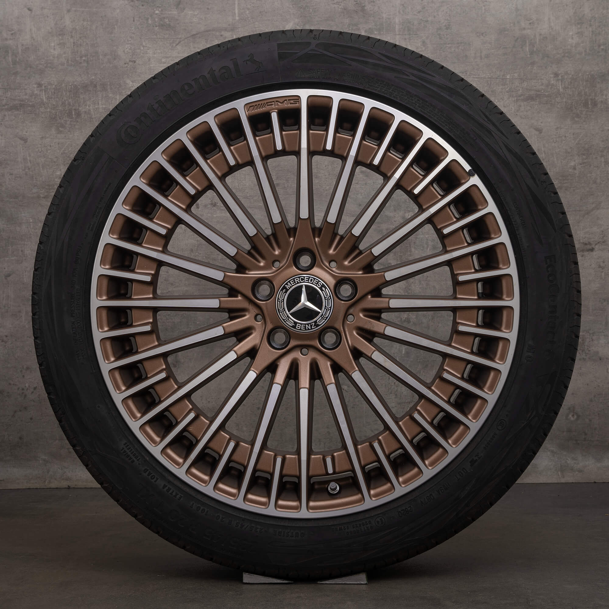 Oryginalne felgi AMG Mercedes EQA EQB 20 cali H243 X243 opony letnie A2434010600 brąz mat Polerowane