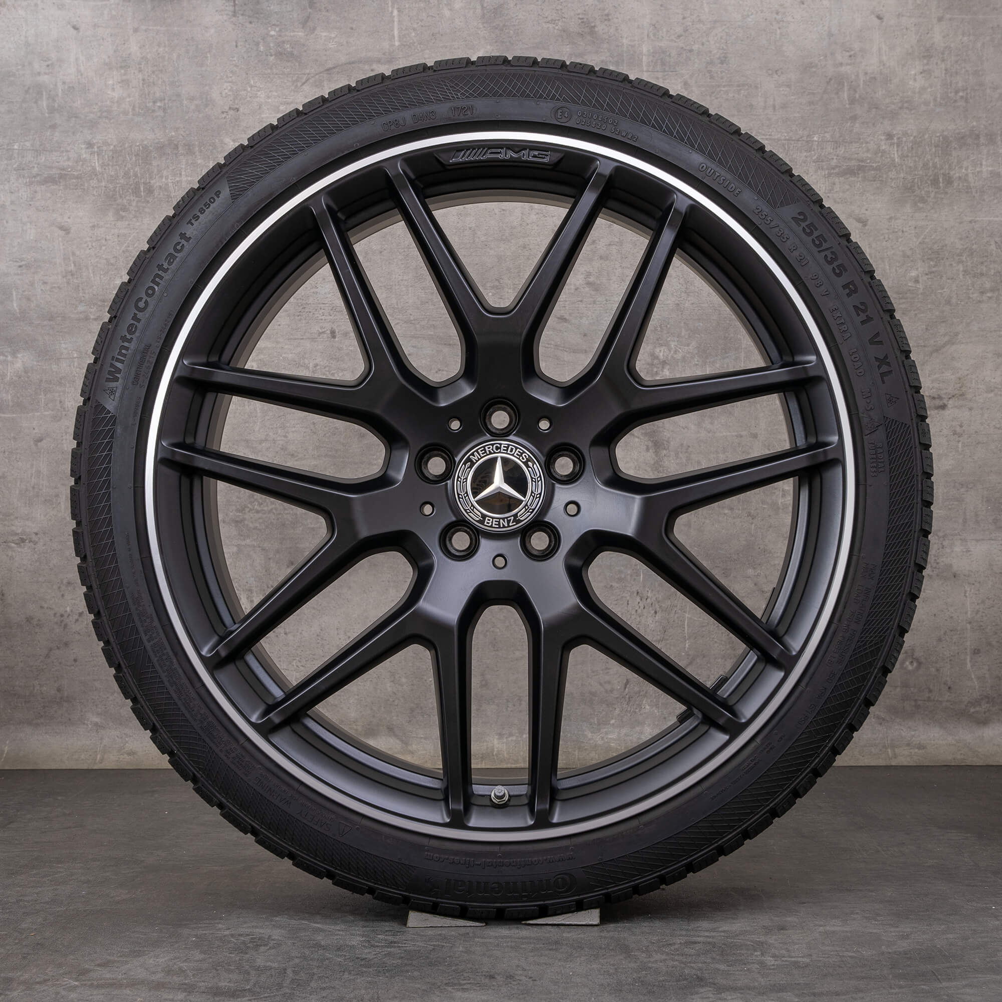 Originale Mercedes-Benz GLA GLB AMG 35 45 vinterhjul, 21 tommer, H247 X247 felger, A2474012300, matt svart, frontpolert