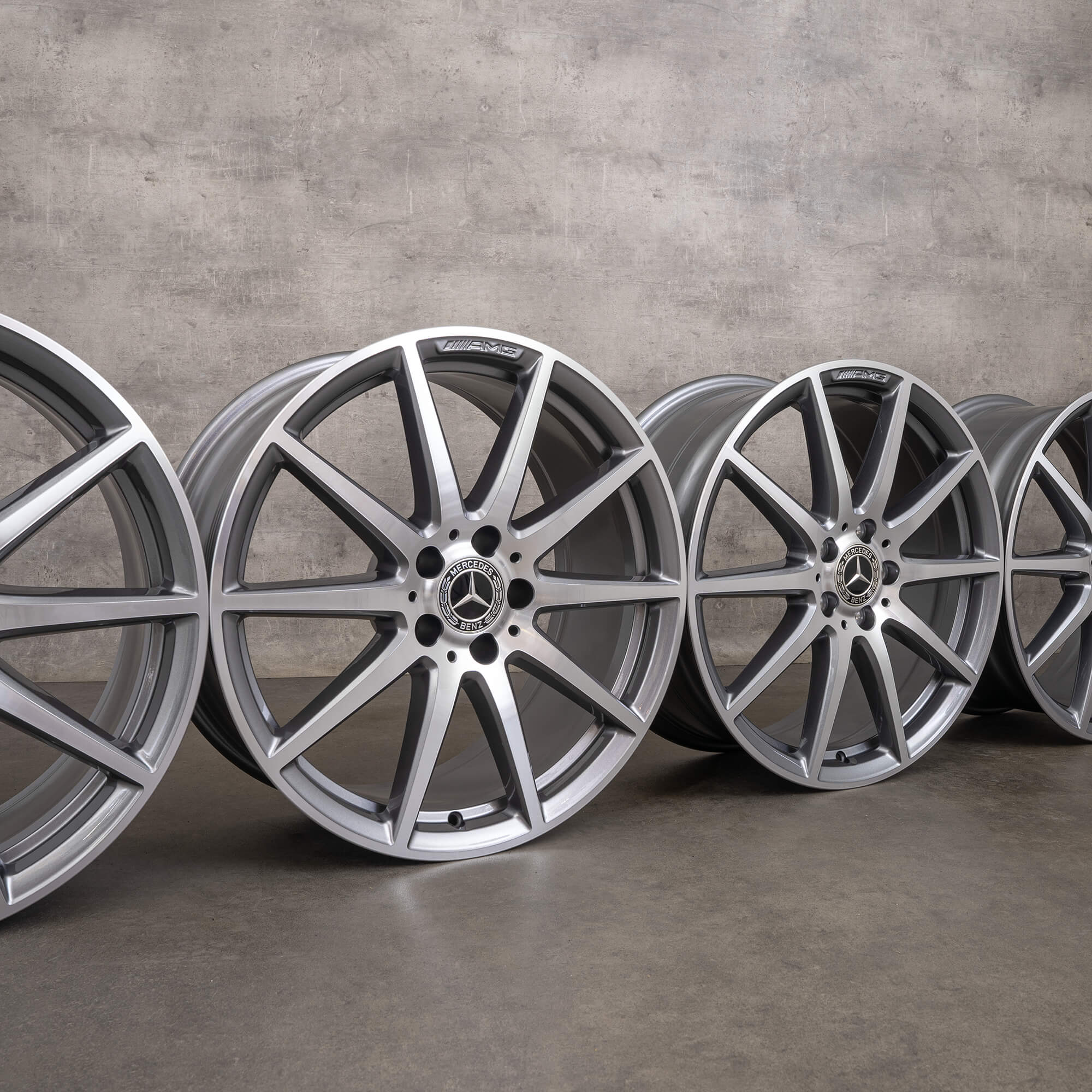 Originale Mercedes Benz C-Klasse AMG C63 S E Performance fælge 19 tommer W206 S206 A2064016900 A2064012800 himalaya grey glossy turned NEW