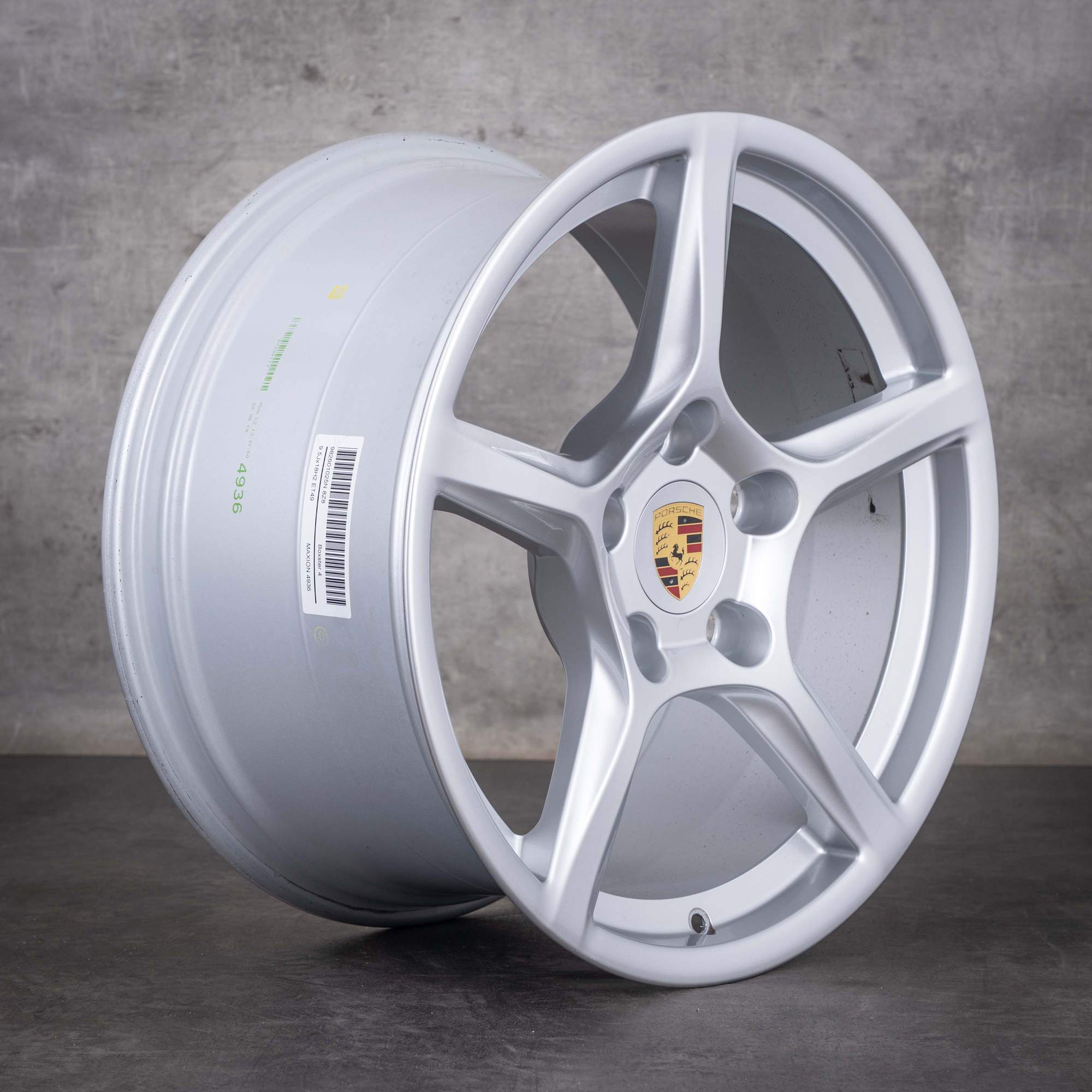 Jantă originală Porsche Boxster Cayman 718 de 18 inci 982 982601025N argintiu lucios