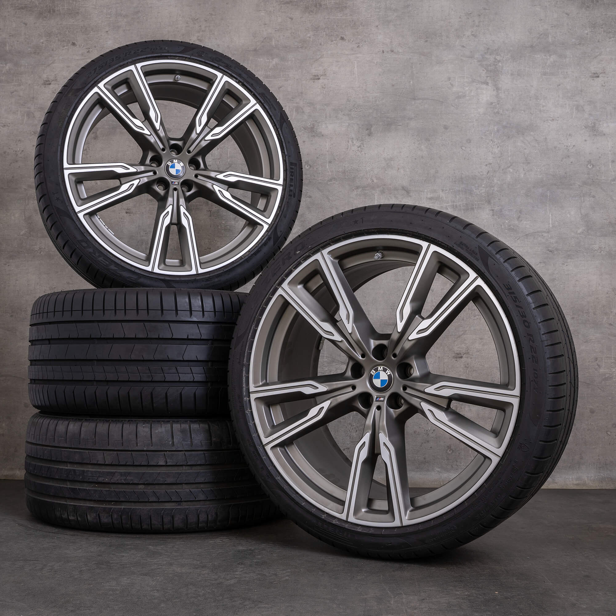 Oryginalne felgi BMW X5 X6 22 cale G05 G06 letnie koła stylizowane 747 M 8072002 8072003 brązowe złote matowe polerowane