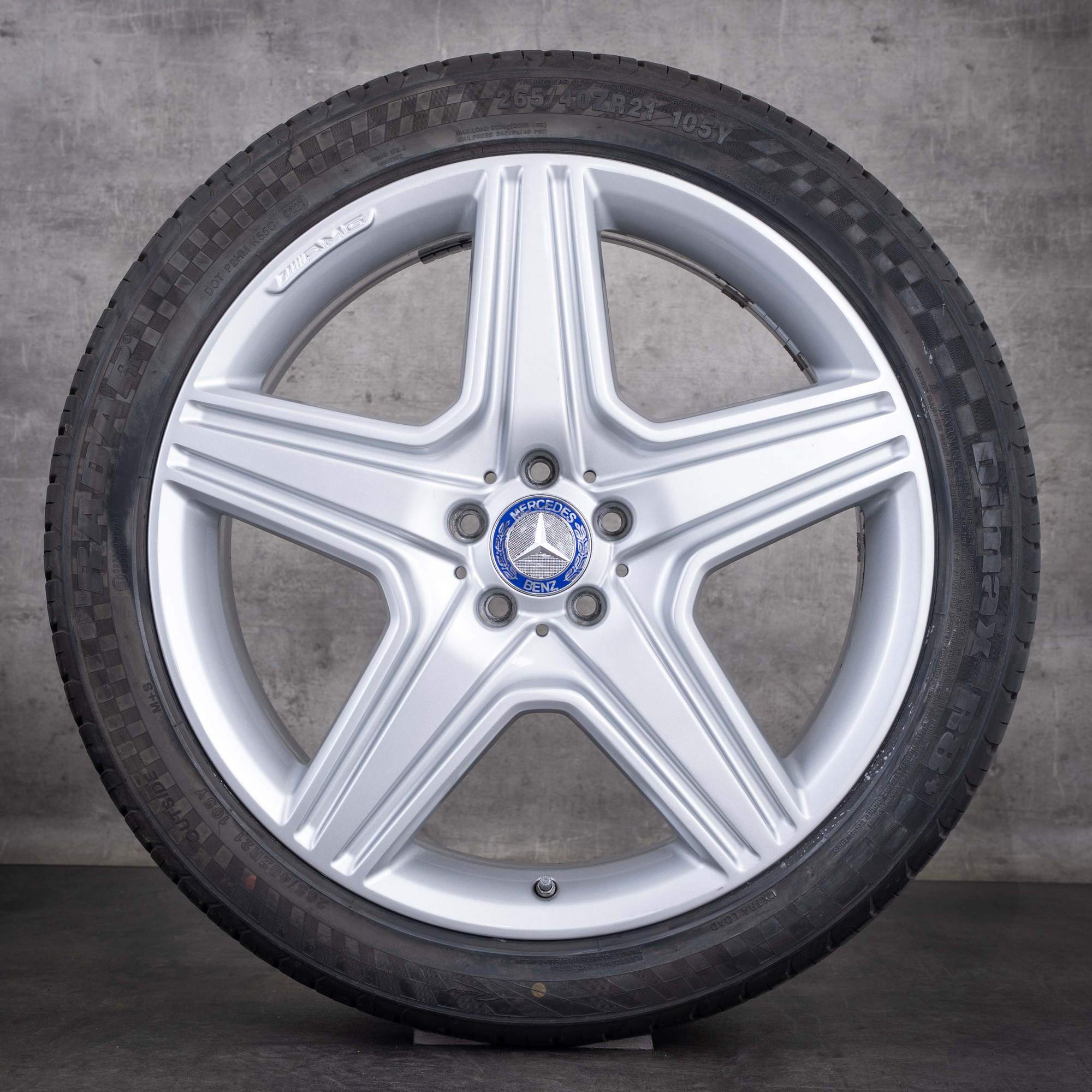Original Mercedes Benz M ML-Klasse AMG Felgen 21 Zoll W164 Sommerräder A1644015302 A1644015202 silber glanz - Rad 1 von 4