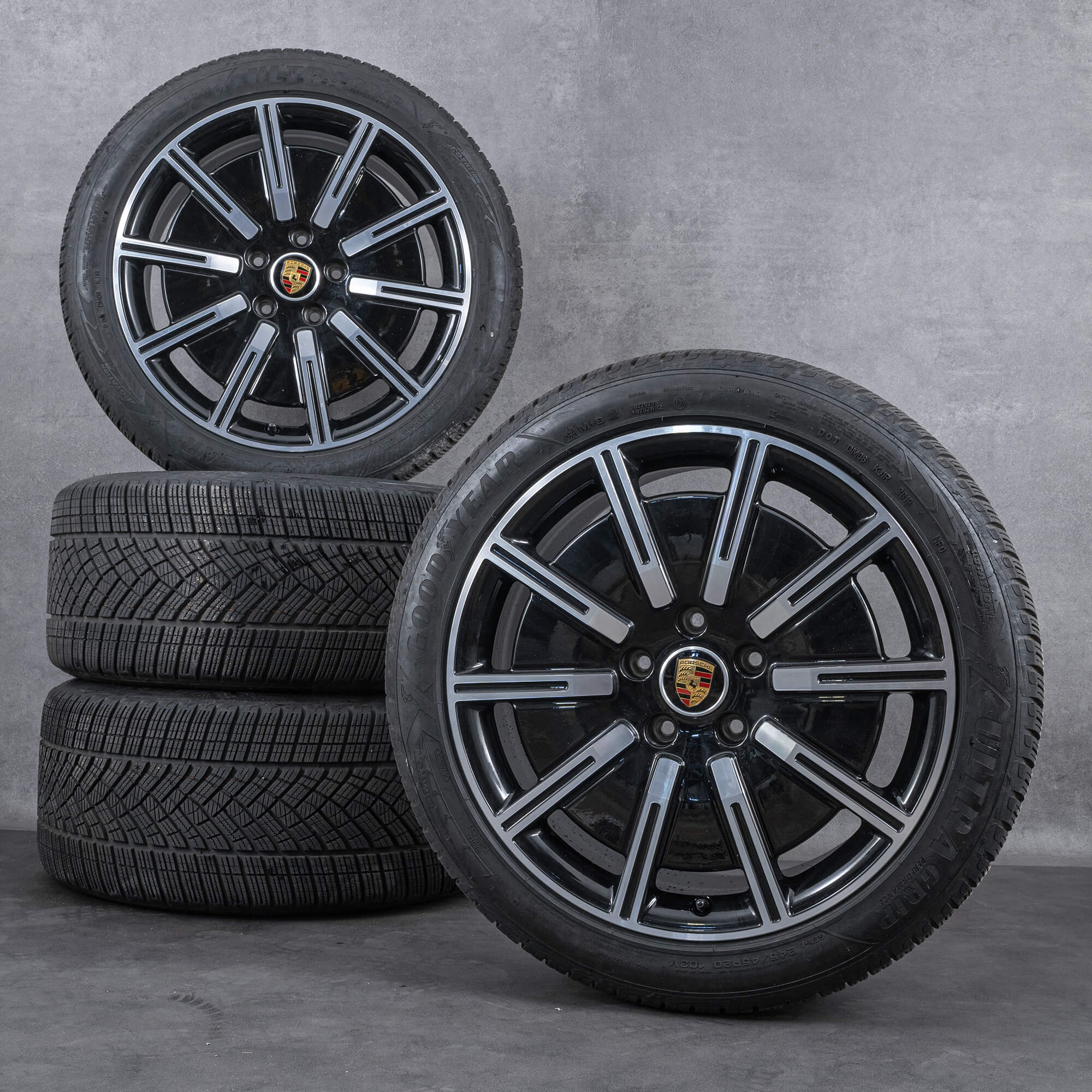 Oryginalne koła zimowe Porsche Taycan 20 cali 9J1 Aero felgi 9J1601025E 9J1601025F czarne polerowane