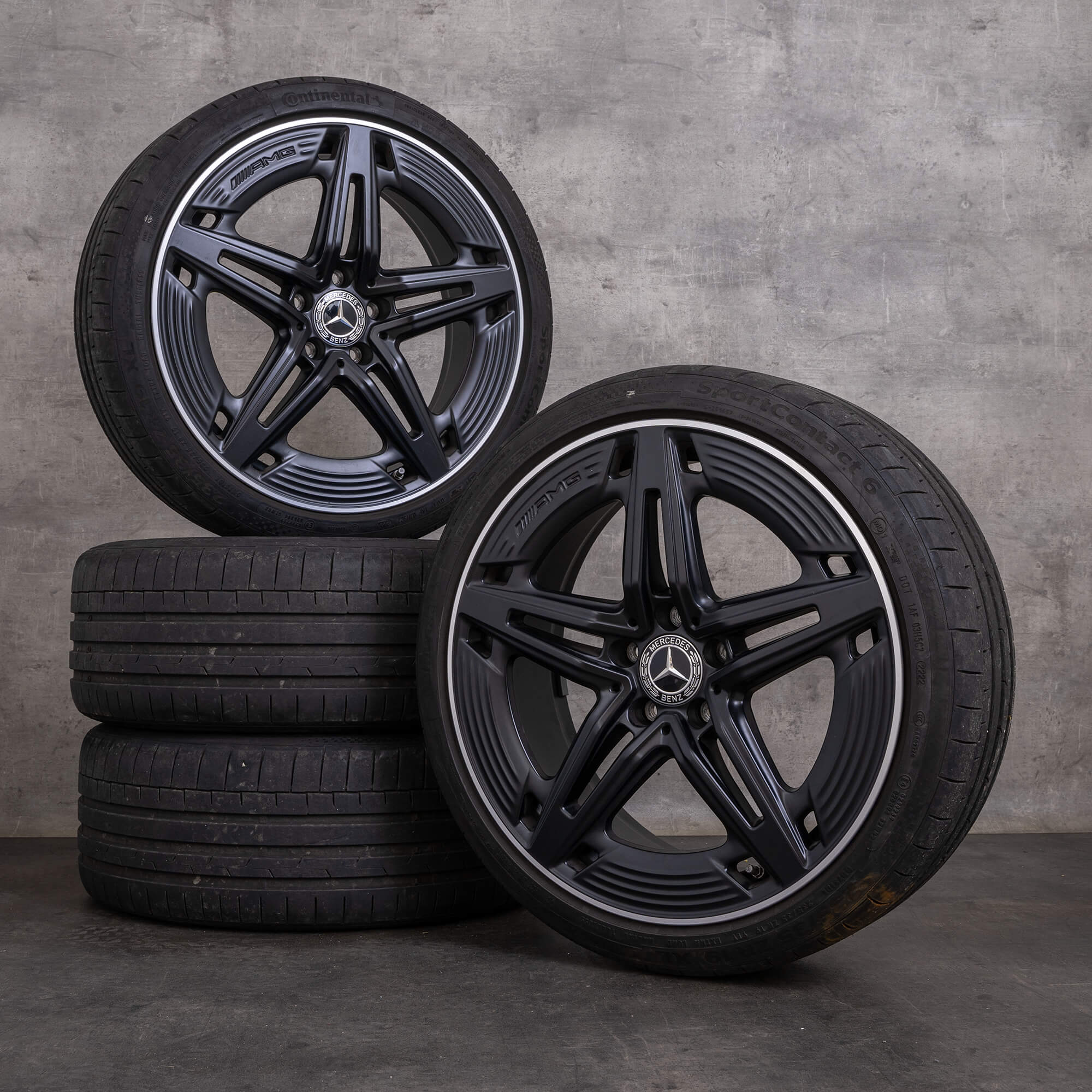 Oryginał Mercedes Benz Klasa A A35 AMG felgi 19 cali W177 V177 koła letnie A1774014400 czarny mat polerowane