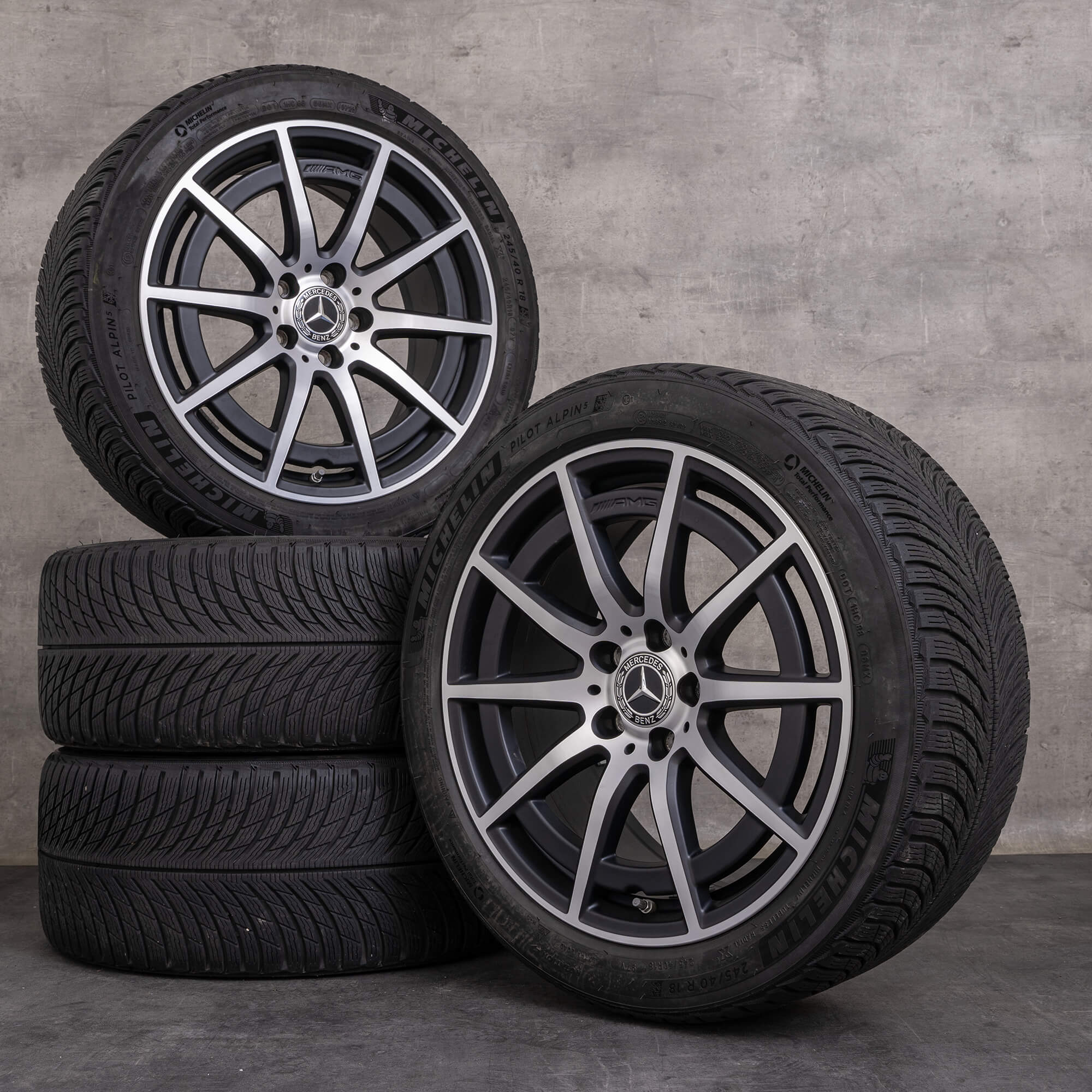 Jantes de inverno Mercedes Benz A-Class A 45 CLA AMG 18 polegadas W177 V177 C118 X118 A1774012100 preto mate brilhante torneado