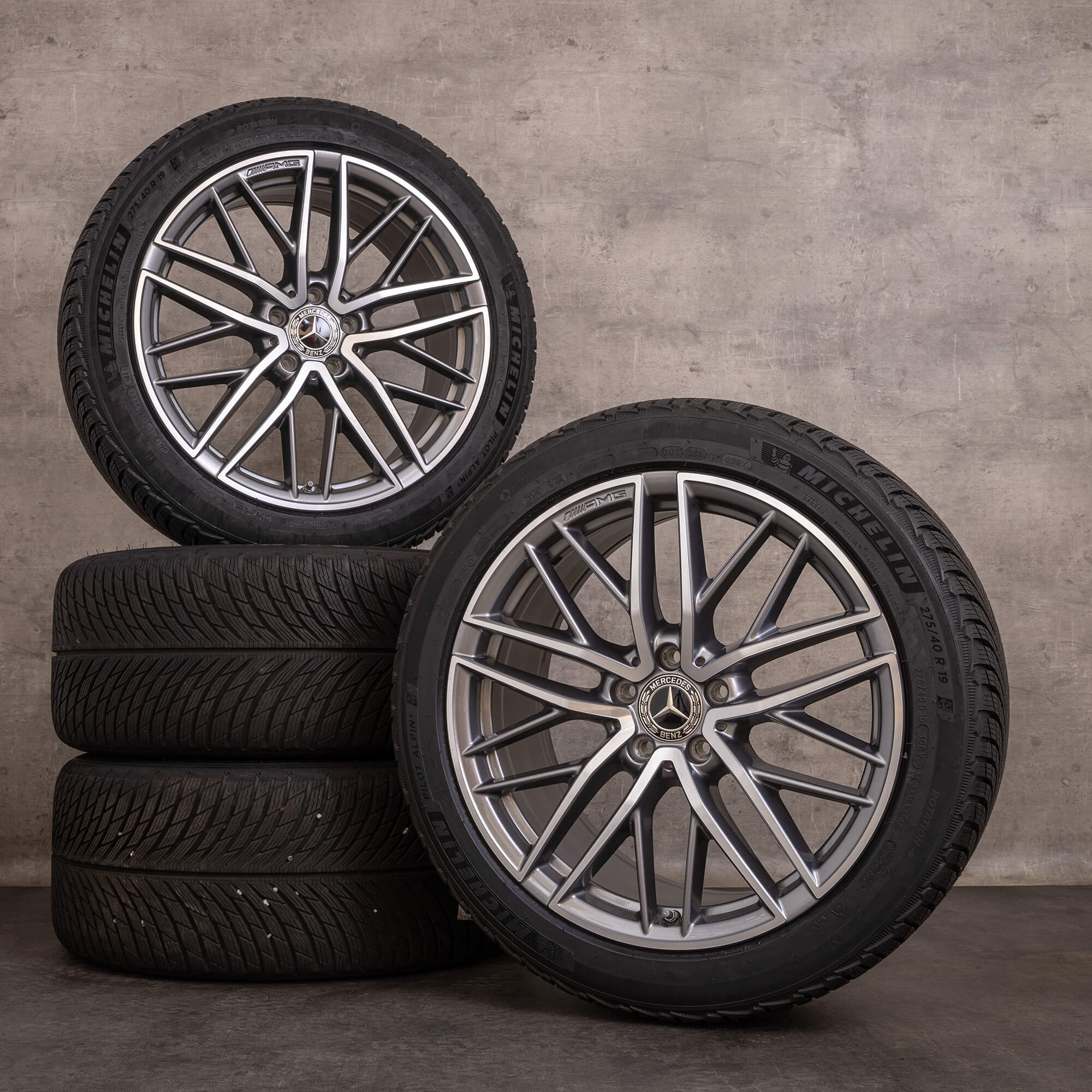 Oem Mercedes Benz Classe C 63AMG S E Performance pneus hiver 19 pouces S206 jantes A2064012900 A2064012400 gris titane brillant