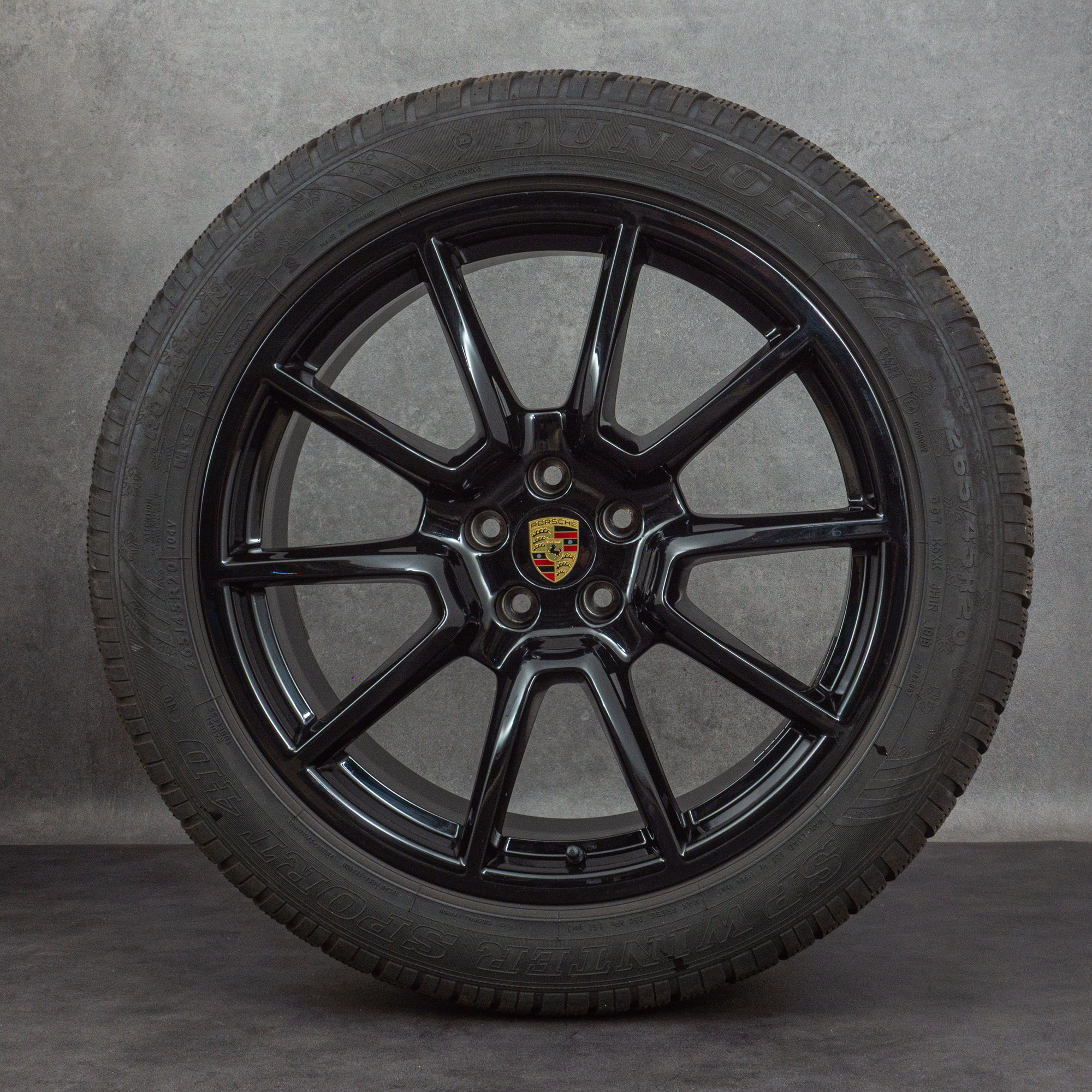 Oryginał Porsche Macan koła zimowe 20 cali felgi 95B601025BH 95B601025BJ czarny błyszczący