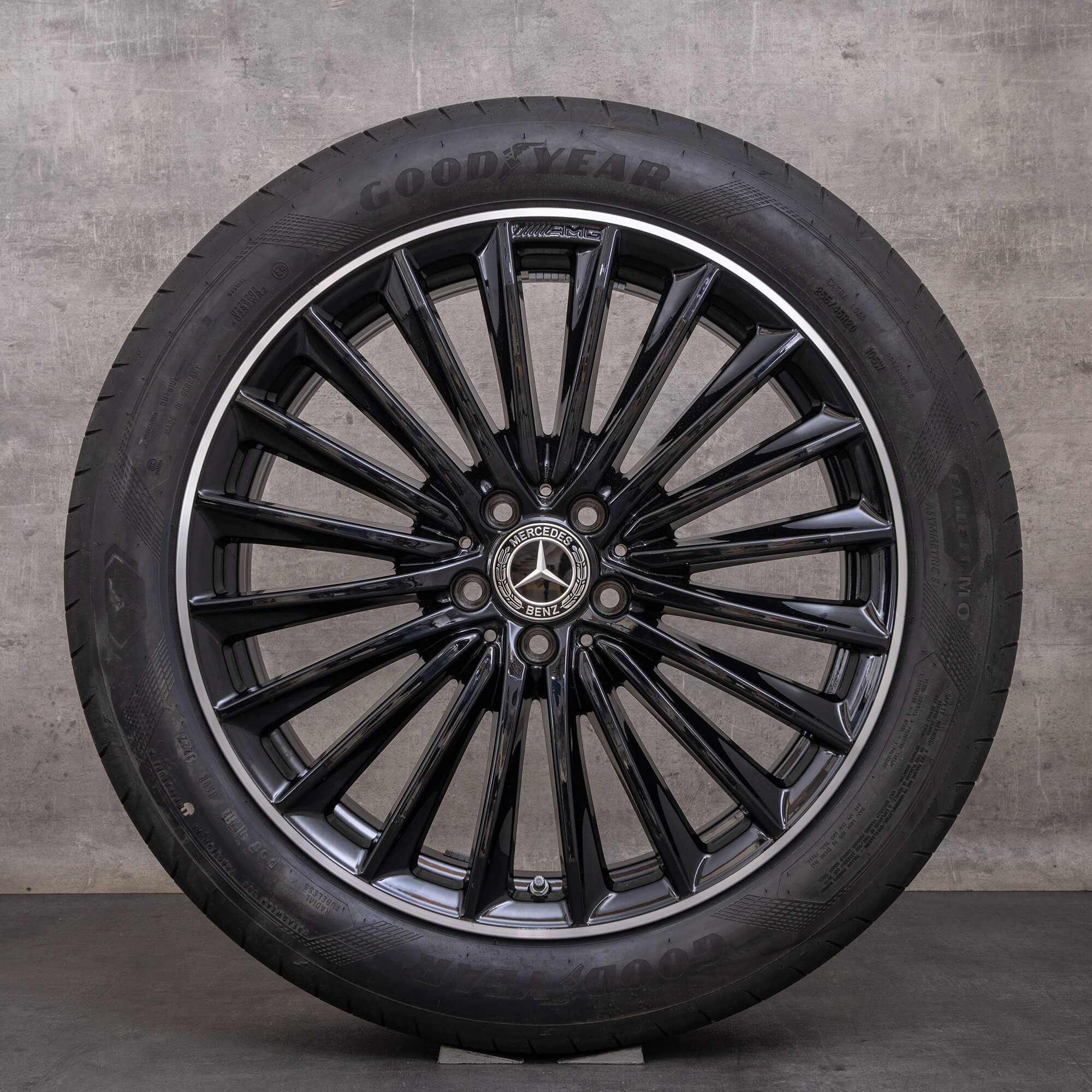 Jantes genuínas Mercedes Benz GLC AMG de 20 polegadas X254 C254 rodas verão A2544010800 pretas alto brilho torneadas