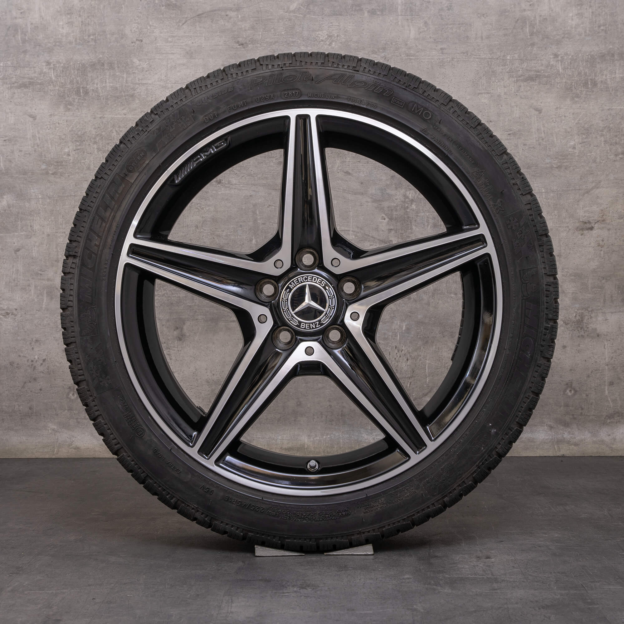 Original Mercedes Benz C-Klasse AMG C43 C450 Sport Winterräder 18 Zoll W205 S205 C205 A205 Felgen A2054014800 A2054011100 schwarz glanzgedreht