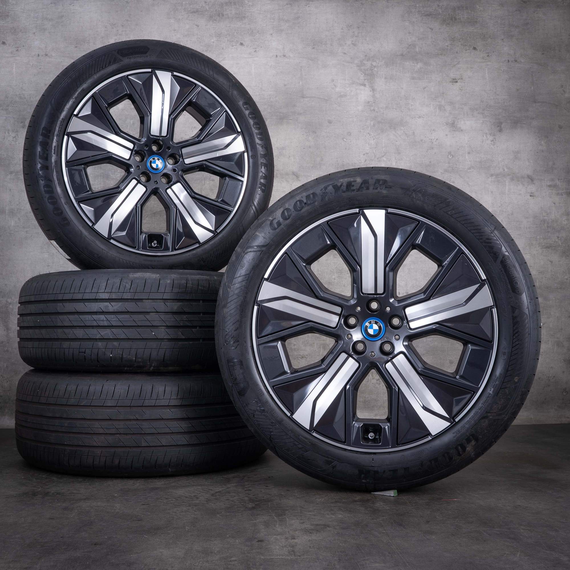 Alkuperäiset BMW iX -vanteet 21 tuumaa i20-kesärenkaat malli 1012 aerodynaaminen 5A41F90 midnight grey diamond cut